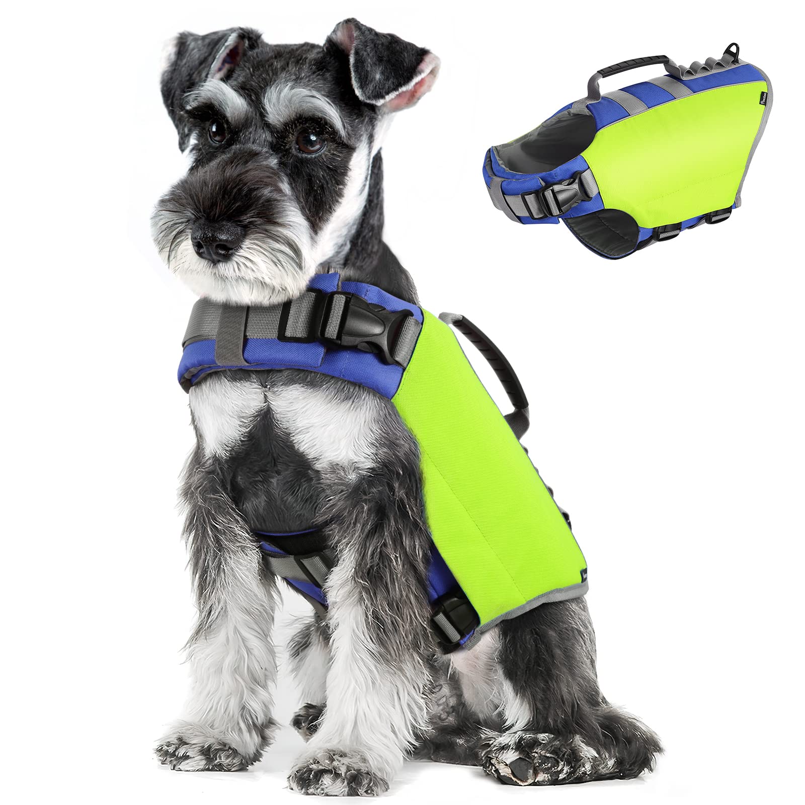 Pawaboo Dog Life Jacket - Reflective Safety Vest With Strong Buoyancy & Rescue Handle, Ripstop Dog Lifesaver For Swimming, Boati