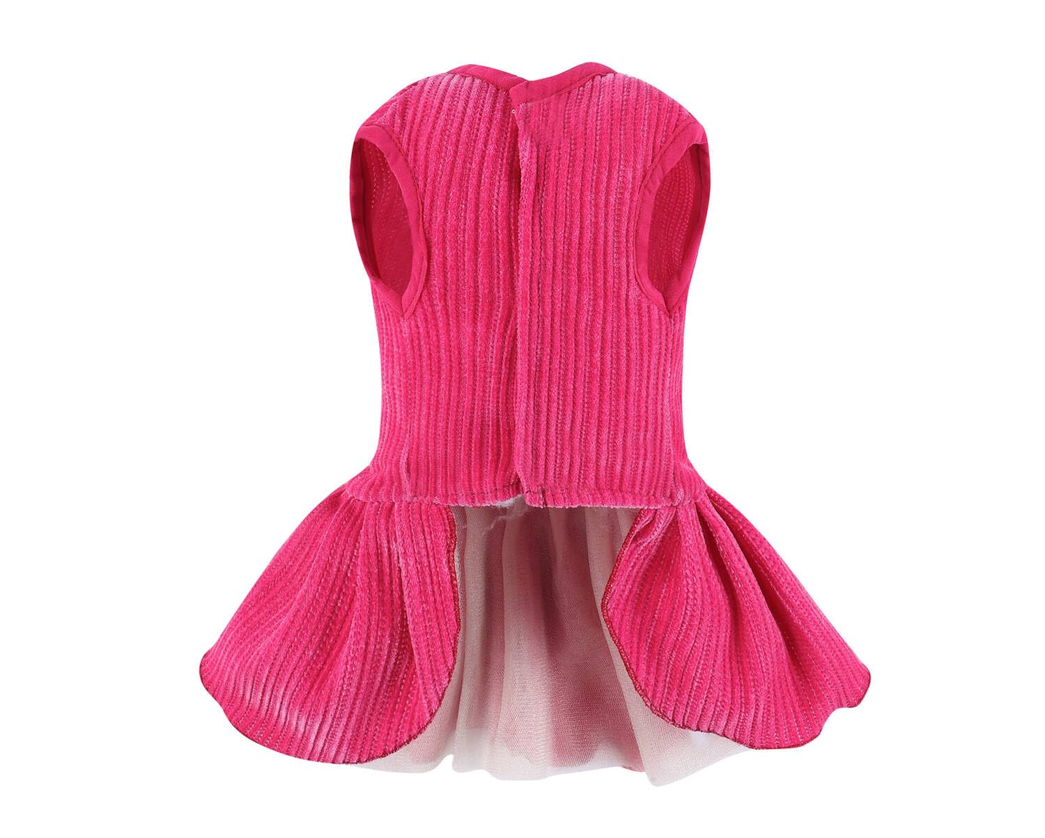 Dog Striped Dress,Pet Girl Bow Costume With Ring And Harness Leash,Dog Wedding Birthday Party Dress(Rose,Large)