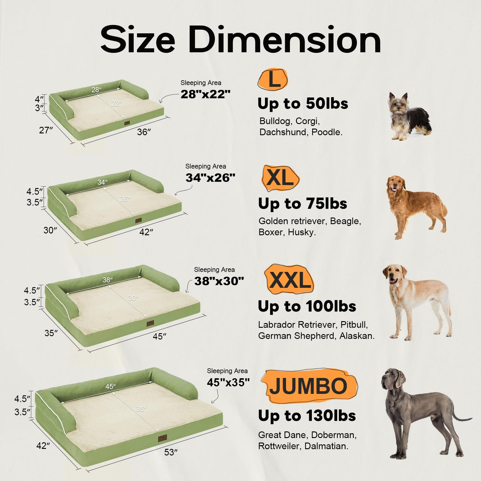 Large Dog Bed Orthopedic Washable - Beds Bolster - Extra Large Big Dogs - Memory Foam Couch Sofa - Waterproof With Removable Cov