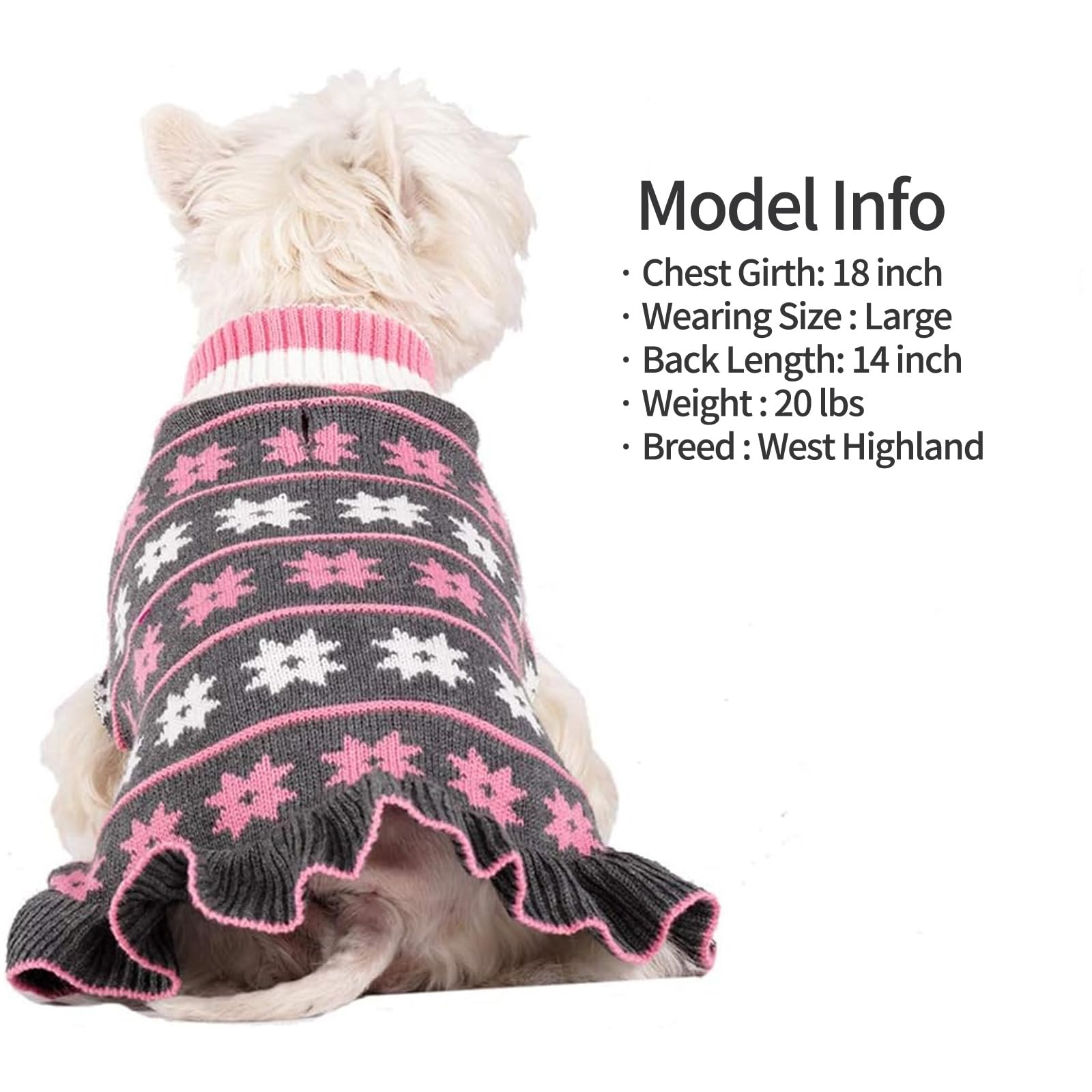 Kyeese Dog Sweater Dress Turtleneck Dog Sweaters For Large Dogs Knit Pullover Warm For Winter