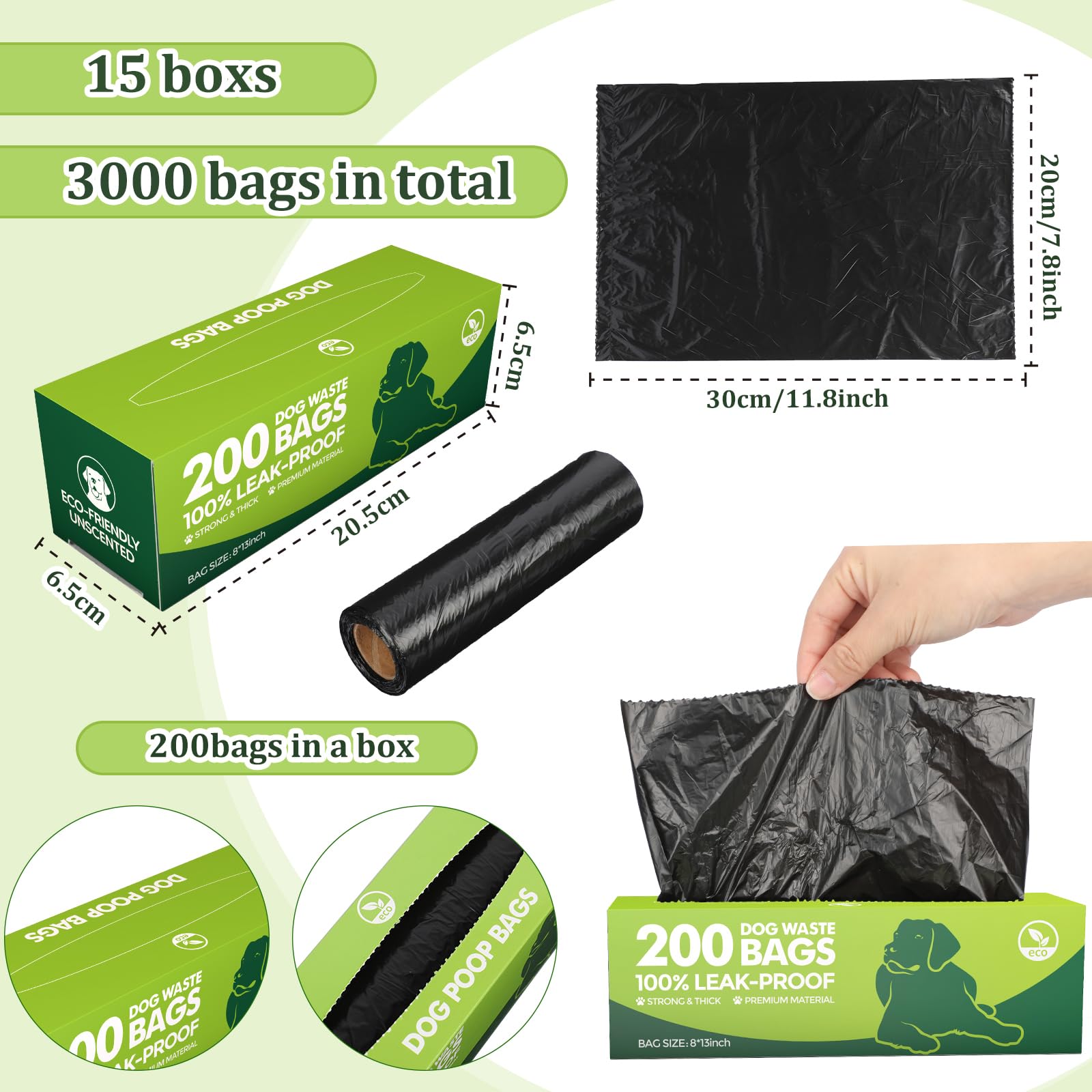 Sherr 15 Boxed Rolls 3000 Counts Dog Poop Bags Bulk Leak Proof Dog Waste Bags Doggy Poop Bags Pet Waste Bags For Puppy Pets Outd
