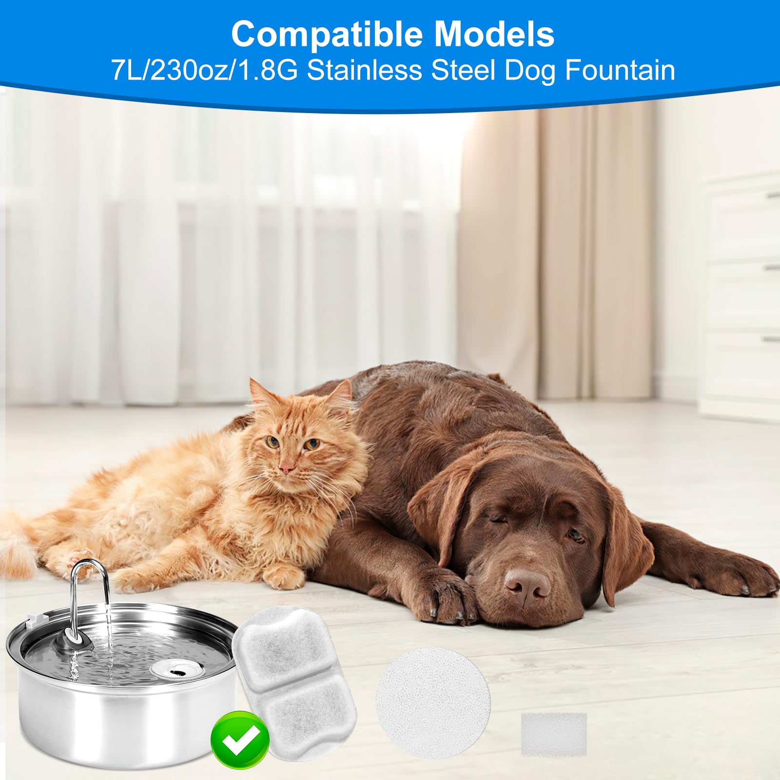 16 Sets Dog Water Fountain Filters, Dog Water Filter Replacement For Large Dogs, Pet Water Filter Compatible With Oneisall 7L/23