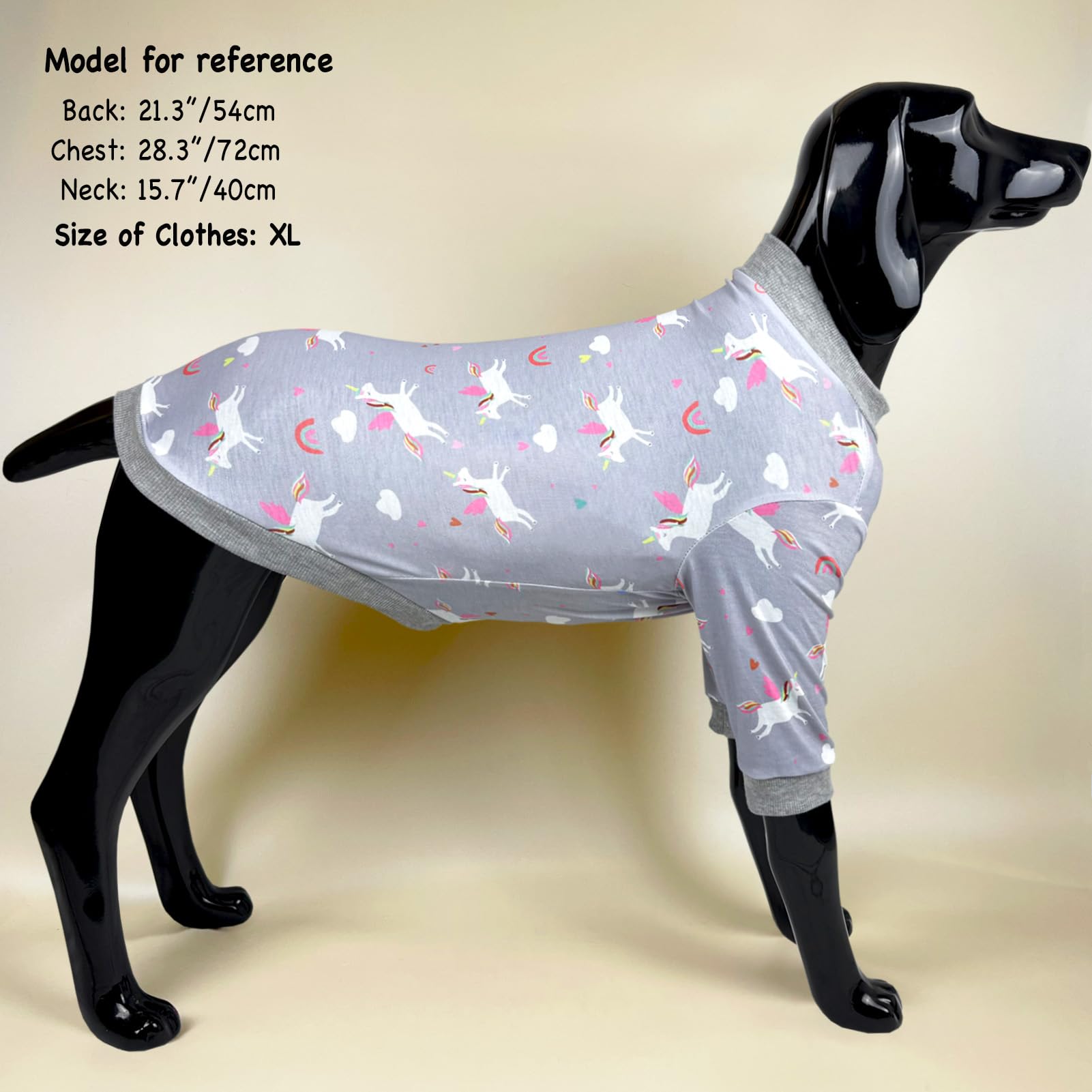D.E.E Dog Shirt For Large Dogs Summer Cotton Dog Clothes Lightweight Tank Top Female Big (Unicorngray, 4Xl)