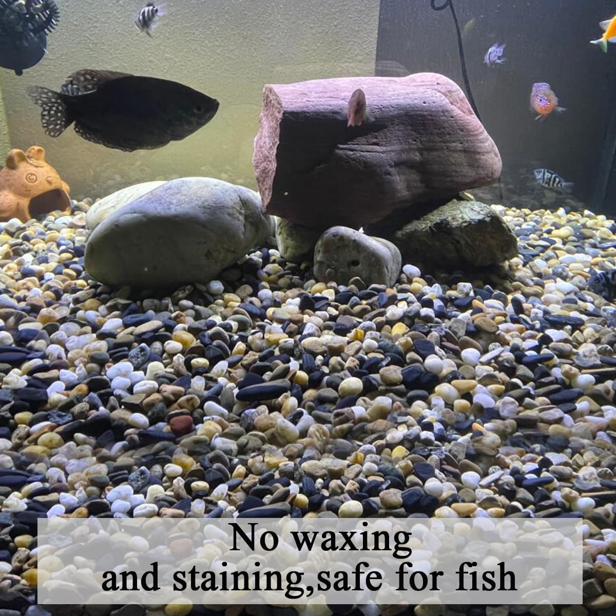 FANTIAN 5 lbs Gravel for Fish Tank, 2/5 Inch Mixed Color River Rocks for Aquarium, Vase Fillers, Cactus Bonsai, Plant Soil Cover