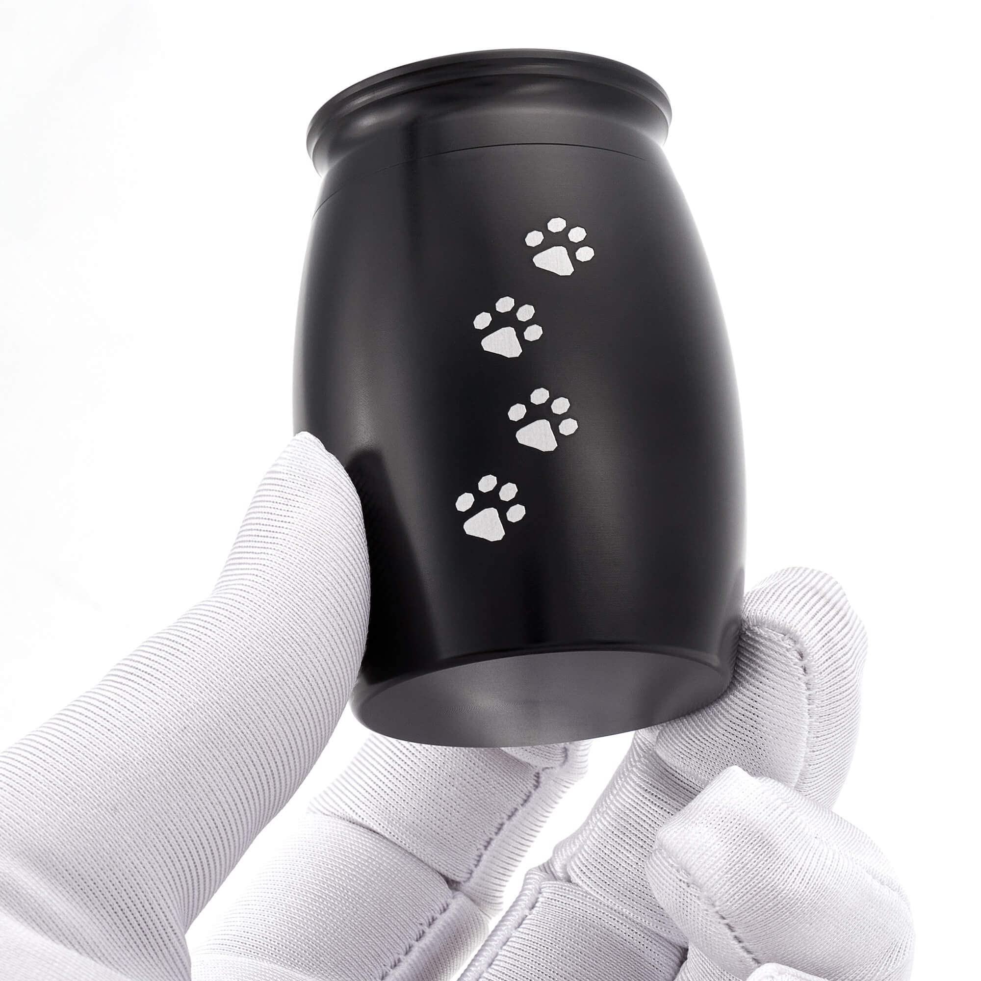 Lines Arte 2.67 Inches Small Cremation Urns For Dog Or Cats Ashes,Mini Black Pet Ashes Keepsake With Paw Print