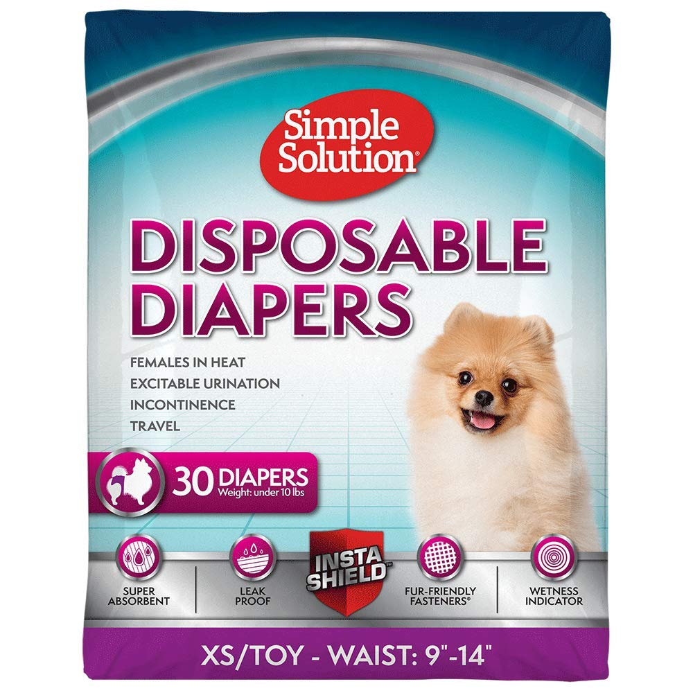 Simple Solution True Fit Disposable Dog Diapers For Female Dogs | Super Absorbent With Wetness Indicator | Xs/Toy | 30 Count