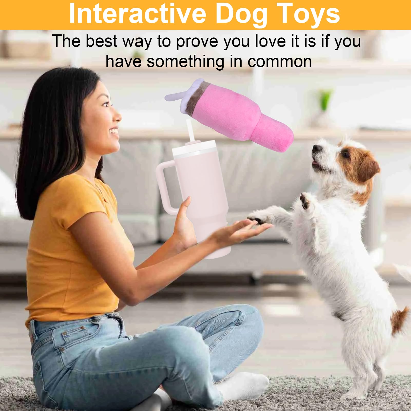 Mity rain Funny Tumbler with Handle Cup Dog Toys,Squeaky Dog Toys Interactive Fluff and Tuff Dog Toys for Small Dogs/Large Dogs/