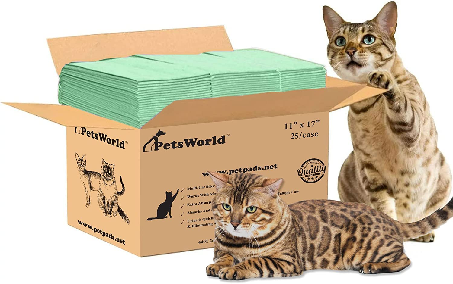 Petsworld Multi Cat Pad Refills For Cats Breeze Litter System, Ultra-Absorbent, Quick Dry - (25 Count, Unscented)