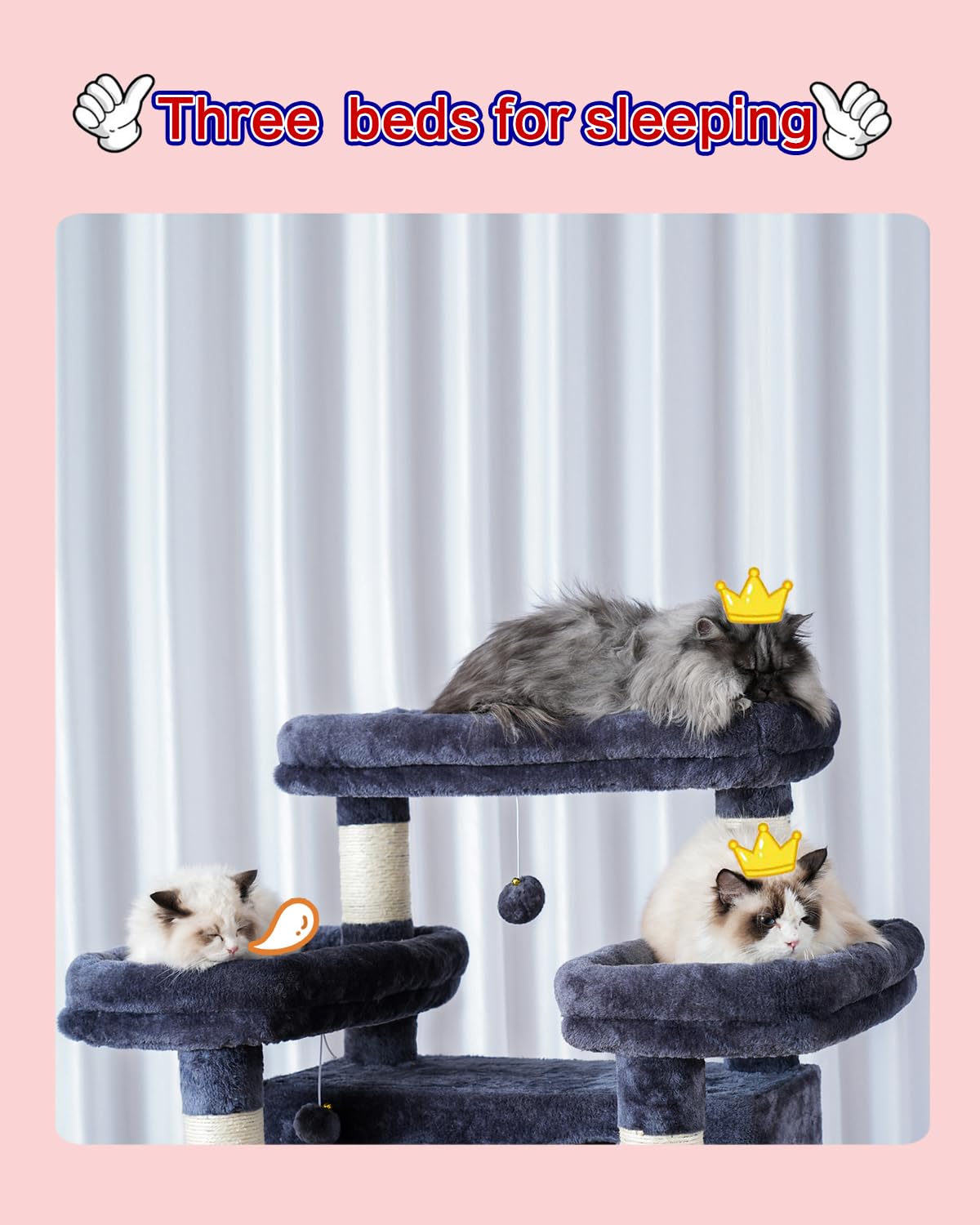 Gitelsnour Cat Tree For Indoor Cats Large Adult, 74'' Cat Tower With 3 Big Platforms, 2 Baskets, 2 Condos, Multi-Level Cat Scrat