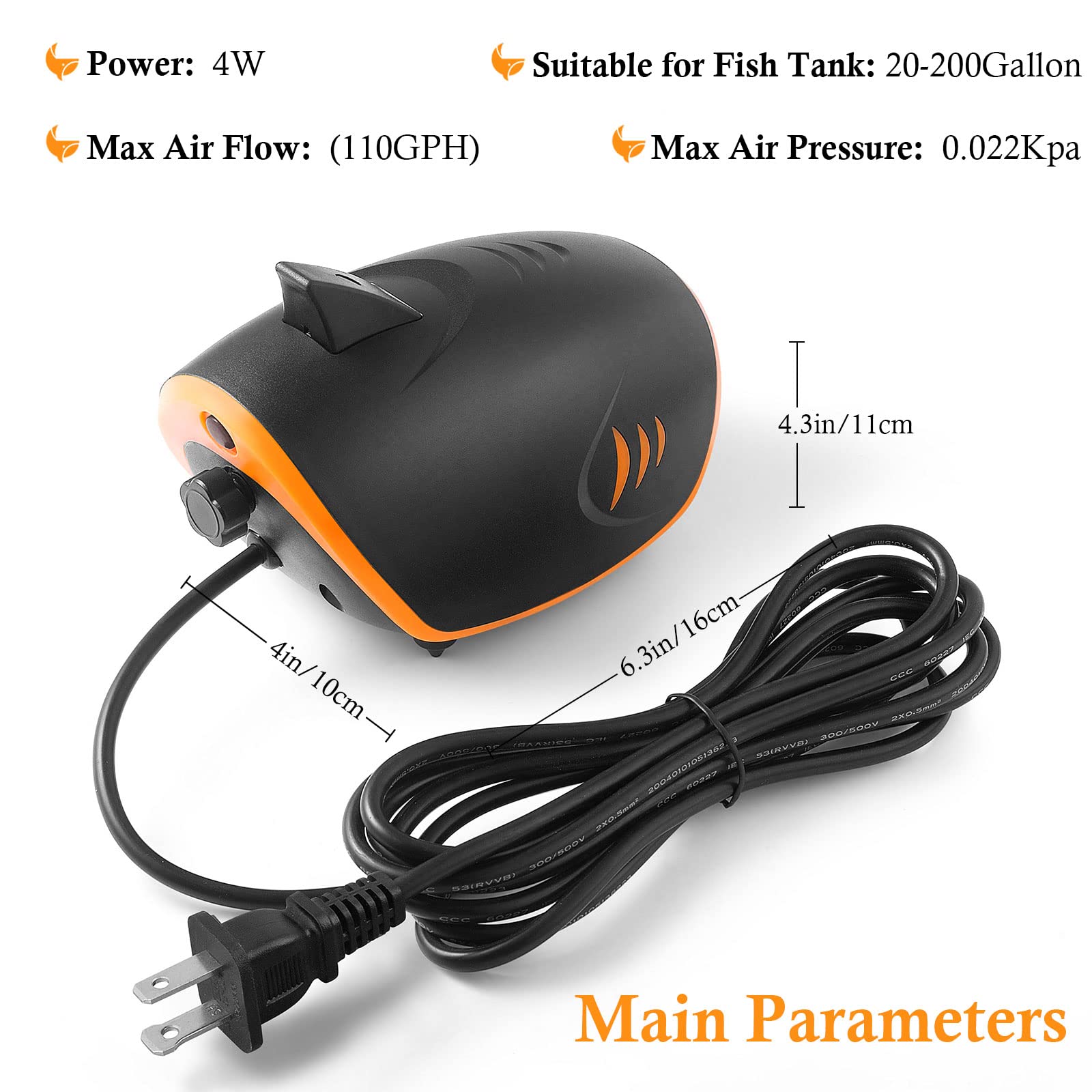 Hitop 110Gph Powerful Aquarium Air Pump: Qiuet 2-Outlets Aquarium Aerator, Adjustable Fish Tank Air Pump With Accessories, For 20-200 Gallon Tank