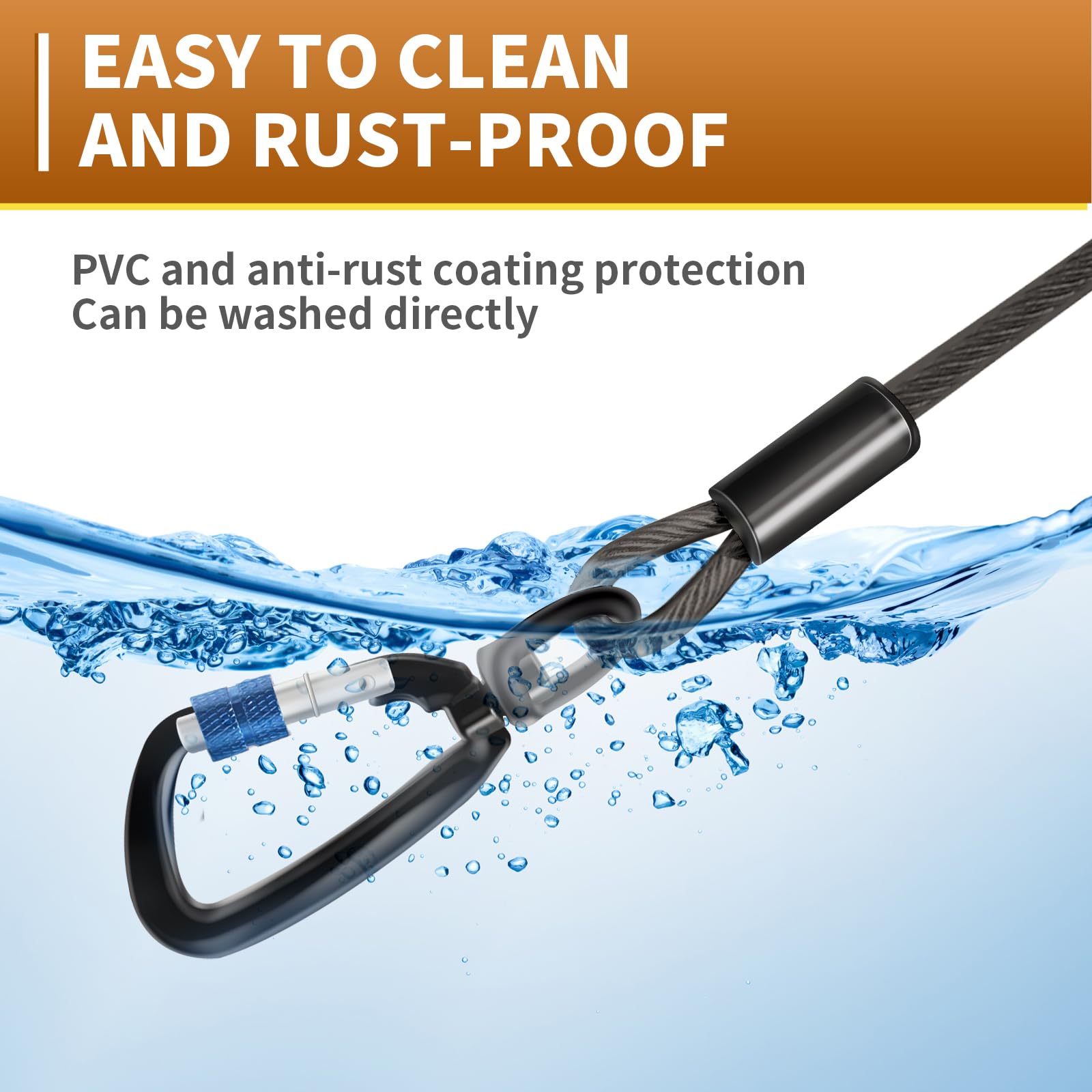 Heavy Duty Dog Tie Out Cable- Dog Leads For Yard & Camping, Rust Proof Leash Cable With Carrying Handle, No Tangle Tether For Me