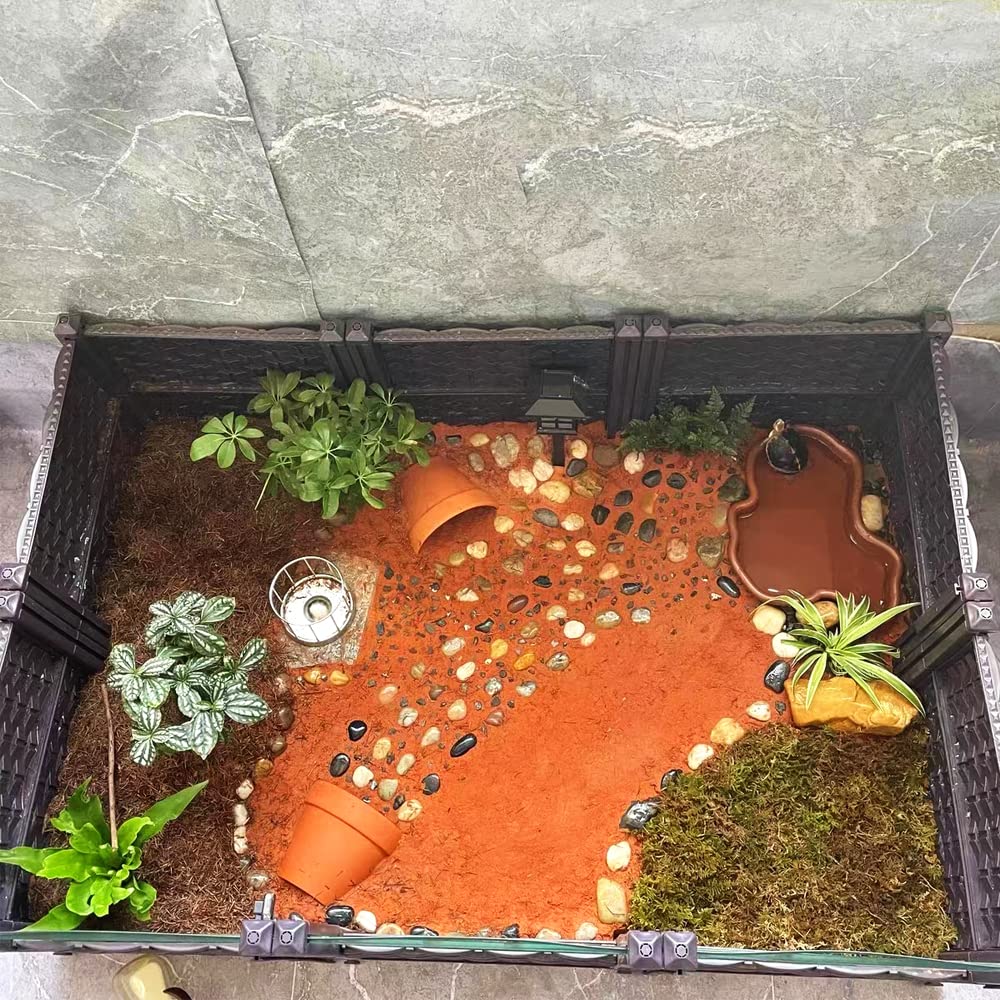 Flushbay Extra Large Reptile Bathing Pool Reptile Feeding Dish Water Bowl with Ramp Aquarium Ornament for Gecko, Snake, Turtle,