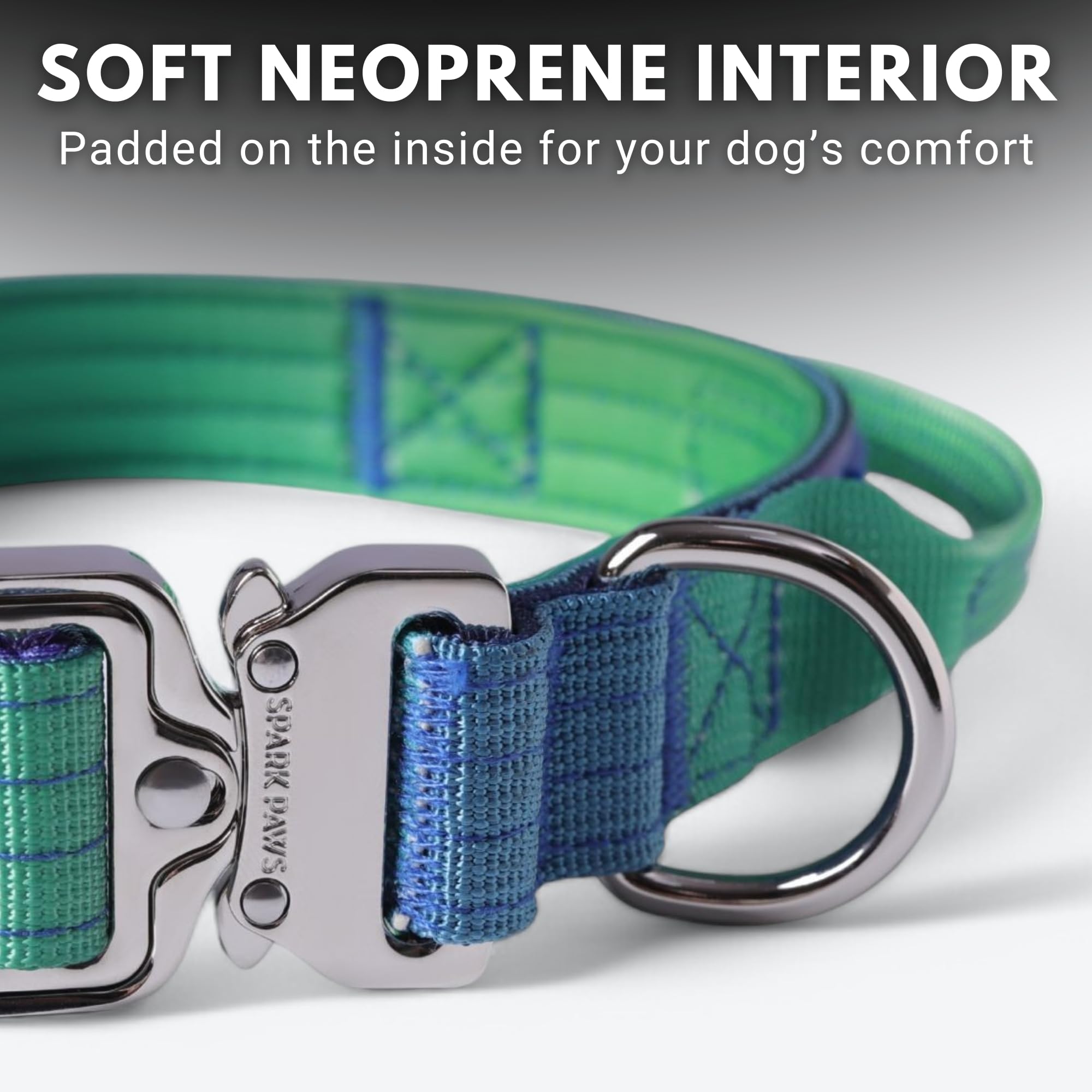 Spark Paws Tactical Dog Collar - Heavy Duty, Premium Quality, Thick And Durable For Large And Medium Dogs - Lime Wave - Xs - 1''