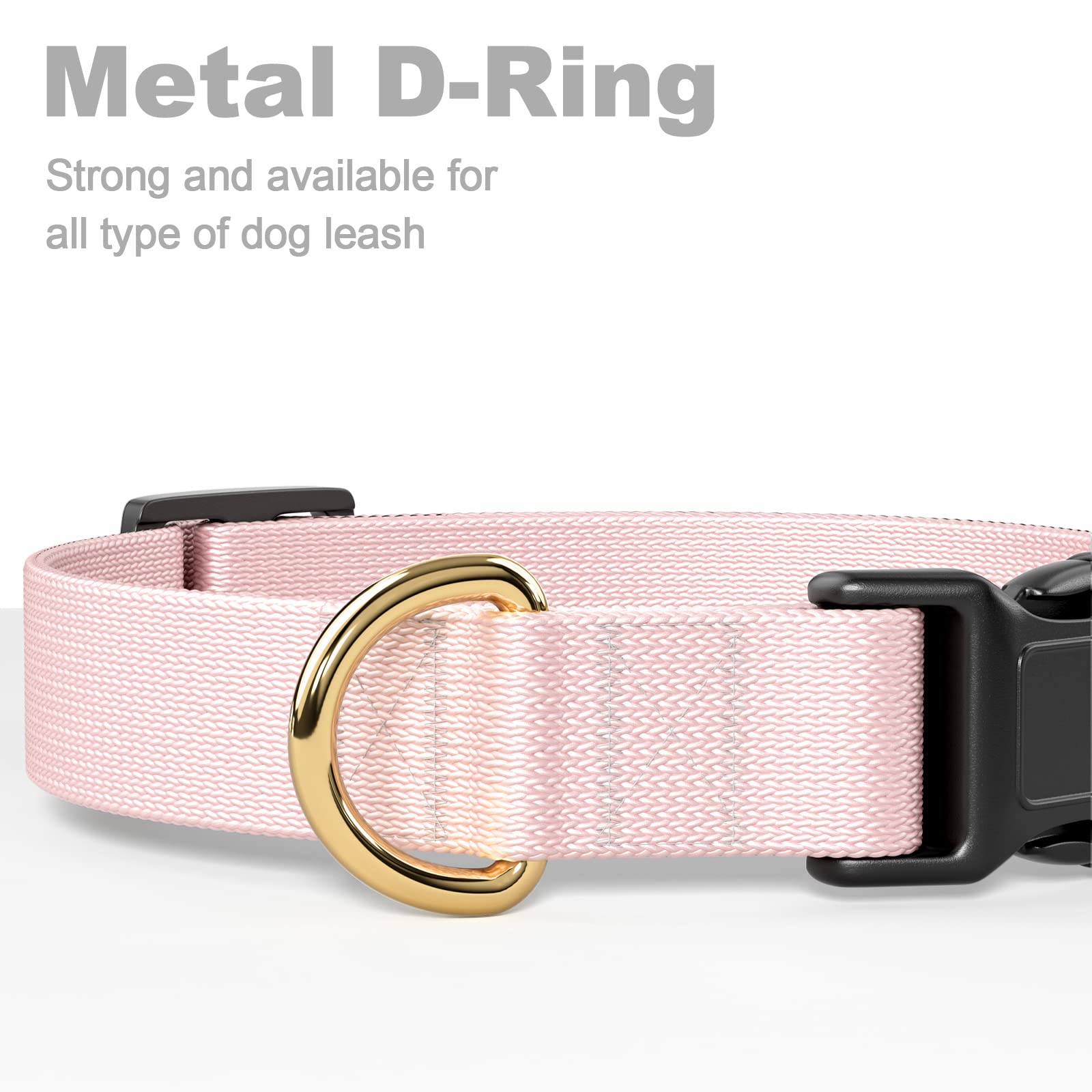 Rnivvi Dog Collar, Adjustable Pink Dog Collar For Large Dogs, Cute Puppy Collar For Boy And Girl Dogs, Classic Heavy Duty Pet Collars With Quick Release Buckle For Walking Running, L Length 1' Width