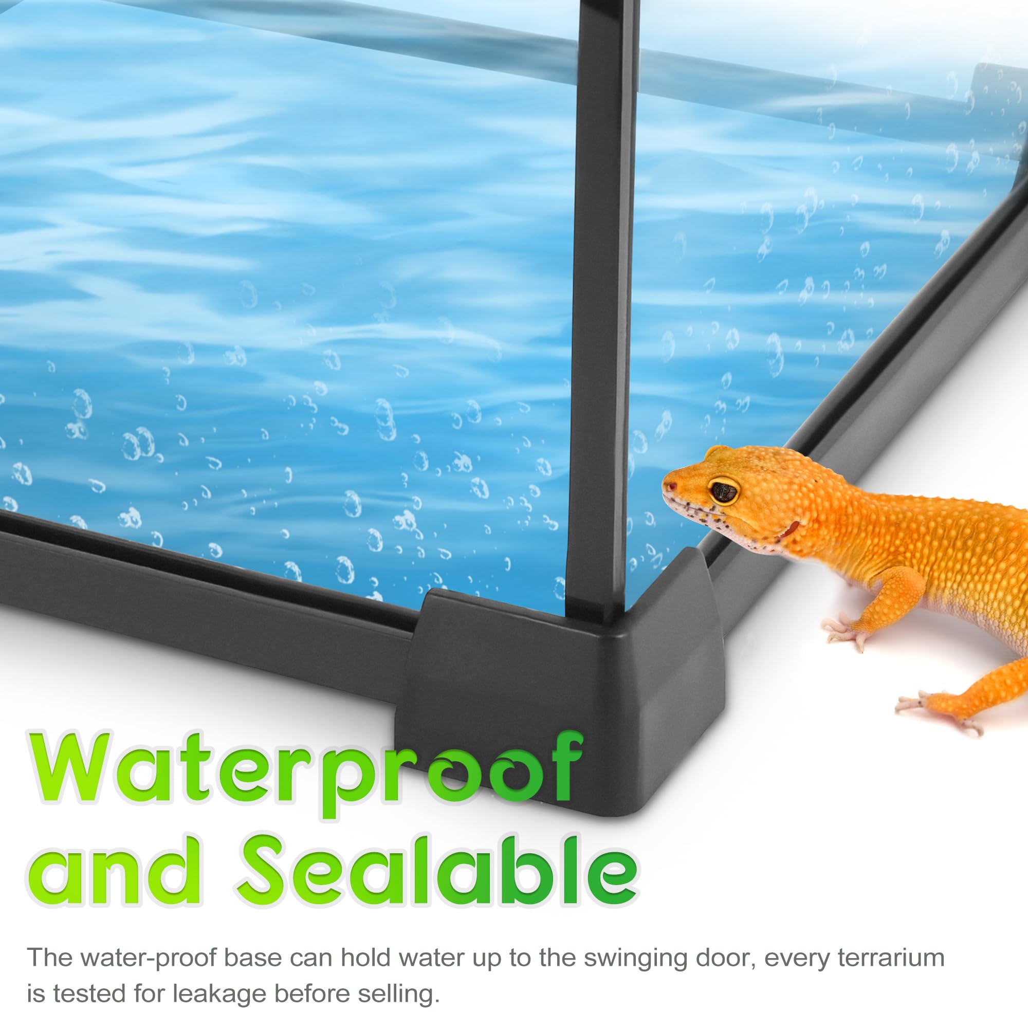 Neptonion Mini Reptile Glass Terrarium 8''X8''X12'' Durable Reptile Habitat Tank With Heat Resistant Aluminum Alloy Frame, Singl