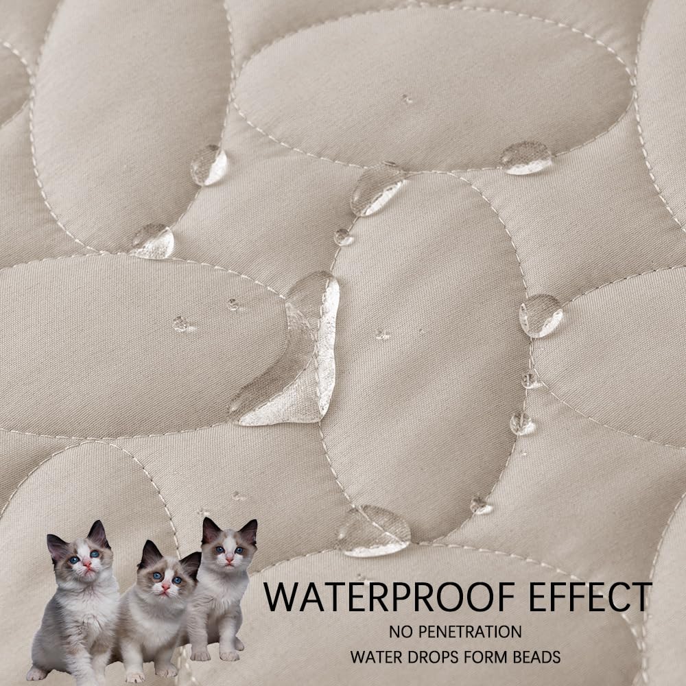 Ameritex Waterproof Pet Bed Cover Anti-Slip Dog Bed Blanket for Sofa and Furniture Waterproof New Pattern Design (Khaki, 82x102