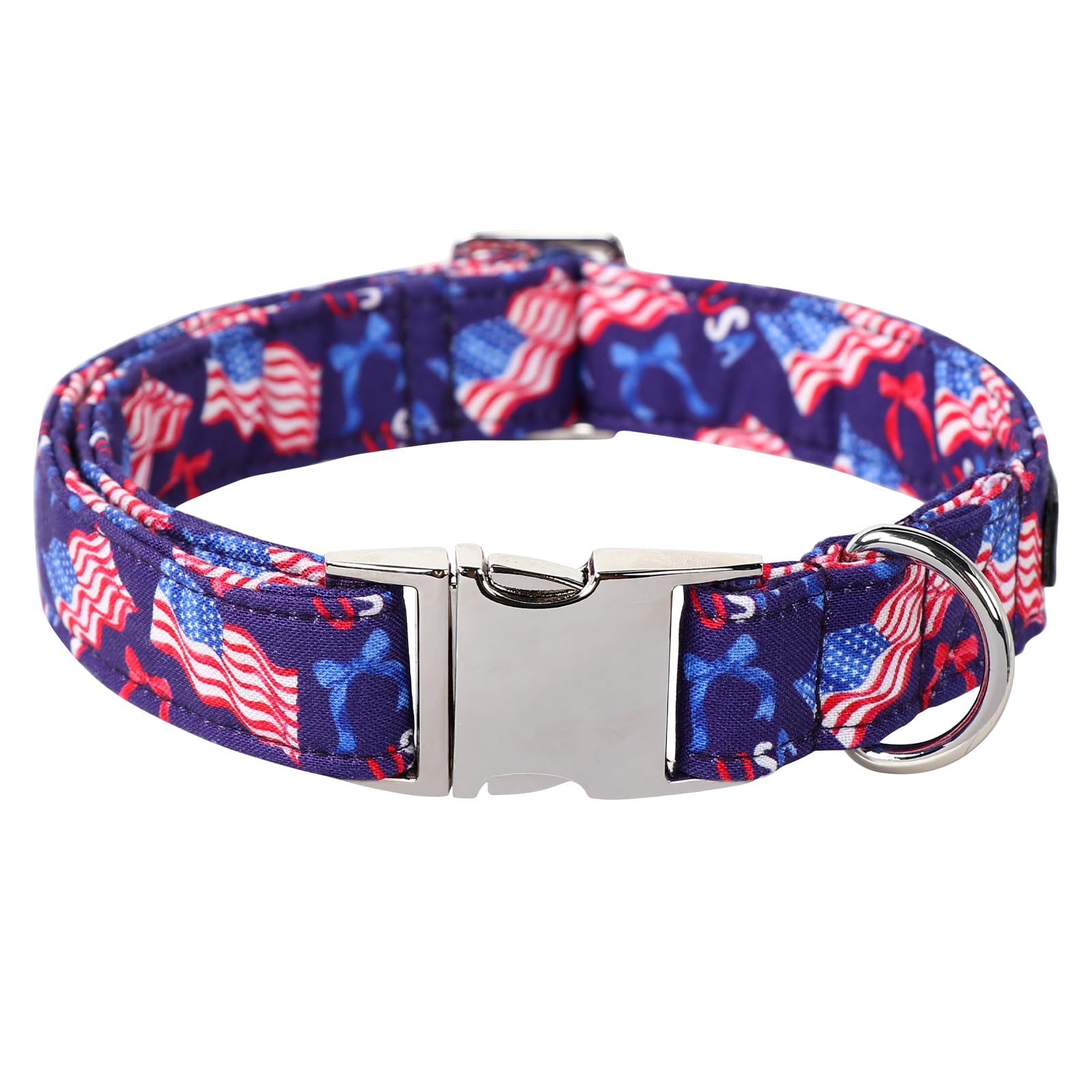 Maca Bates 4Th Of July Basic Dog Collar American Flag Usa Patriotic 4 Of 7 Dogs Collars Adjustable Soft Flags Independence Day G