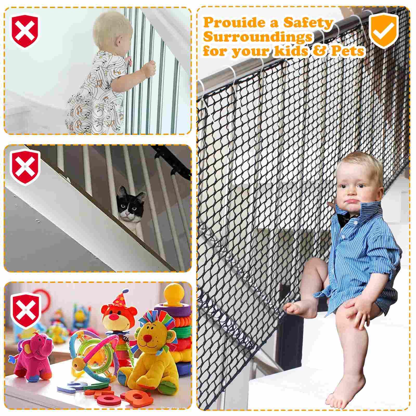 Balcony Netting for Pets,Apartment,Stair,Trampoline,Playground,Child Safety Rope Net,Driveway Net for Kids Safety,Baseball Softb