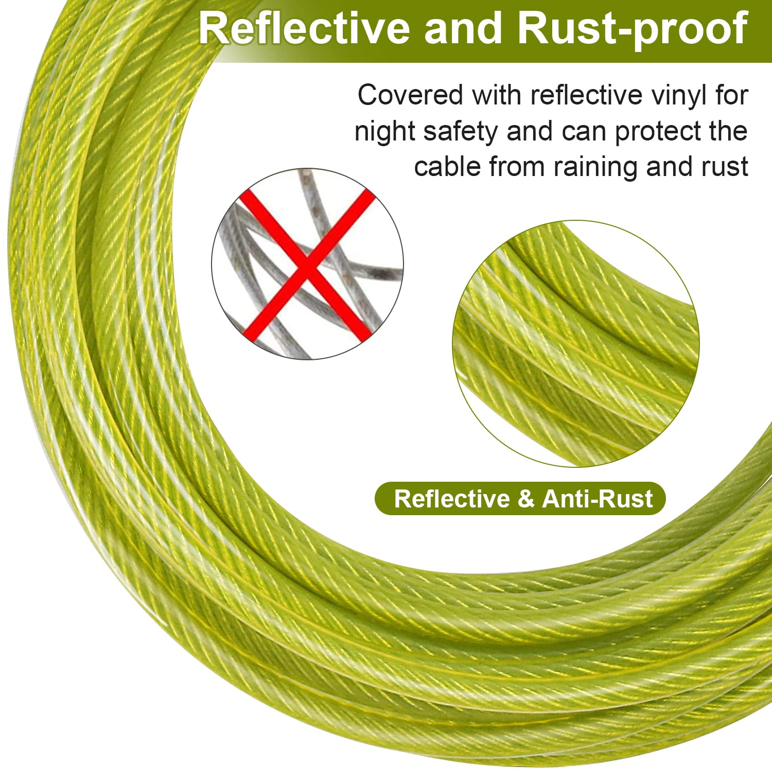 Tresbro 20Ft Dog Tie Out Cable, Heavy Duty Dog Chains For Outside With Spring Swivel Lockable Hook, Pet Runner Cable Leads For Yard, Green Dog Line Tether For Small Medium Large Dogs Up To 500 Lbs