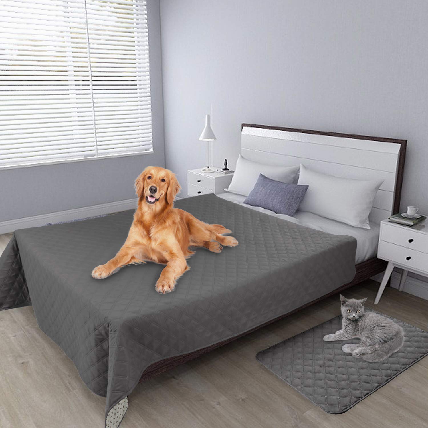 Easy-Going Waterproof Dog Bed Cover, Washable 86x82 in, Grey, Non-Slip Sofa Protector for Pets and Kids