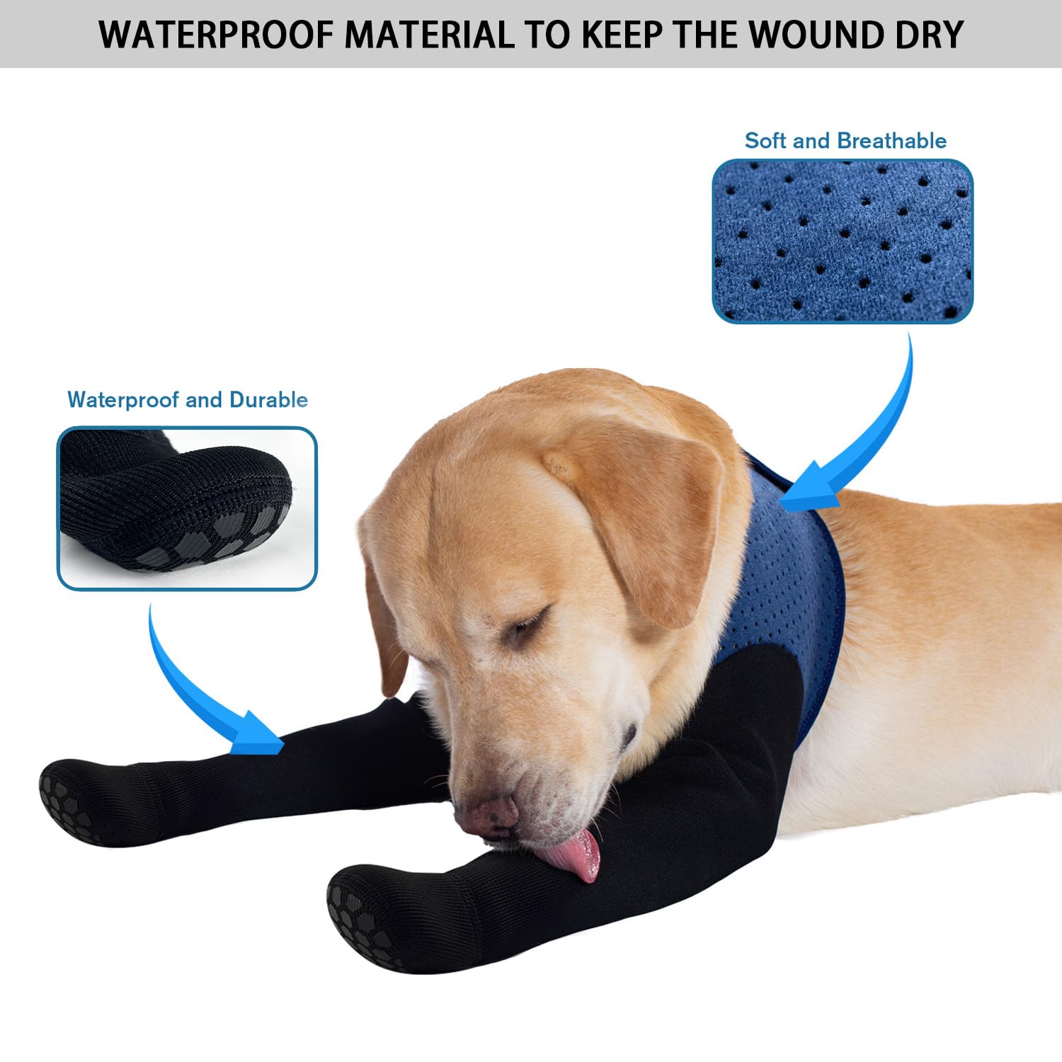 COODEO Dog Socks to Prevent Licking Paws, Dog Healing Boots & Paw Protectors with Non-Slip Bottoms to Protect Wounds, Waterproof