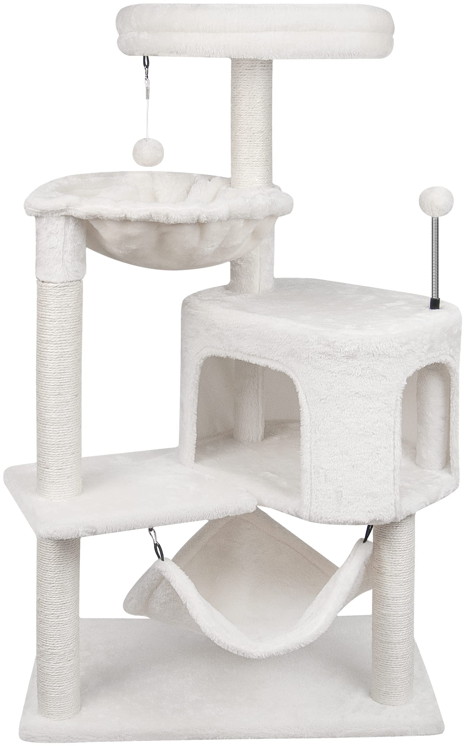 Yunique Newest Cat Tree With Cat Condo And Big Hammock, Beige