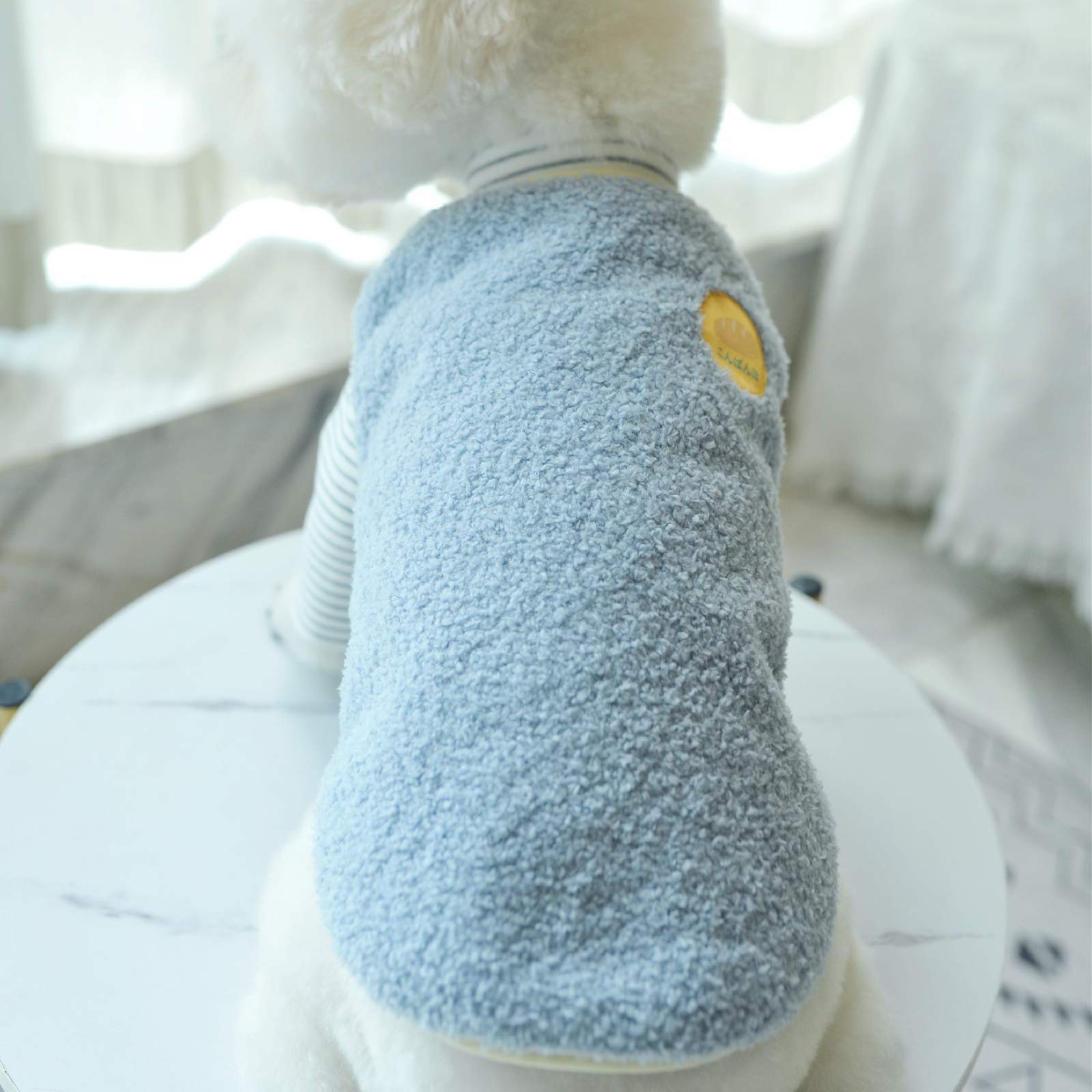 Loyanyy Warm Plush Dog Vest For Winter Soft Fleece Lining Sweater For Small Dog Cat Cute Puppy Kitten Clothes Blue 12