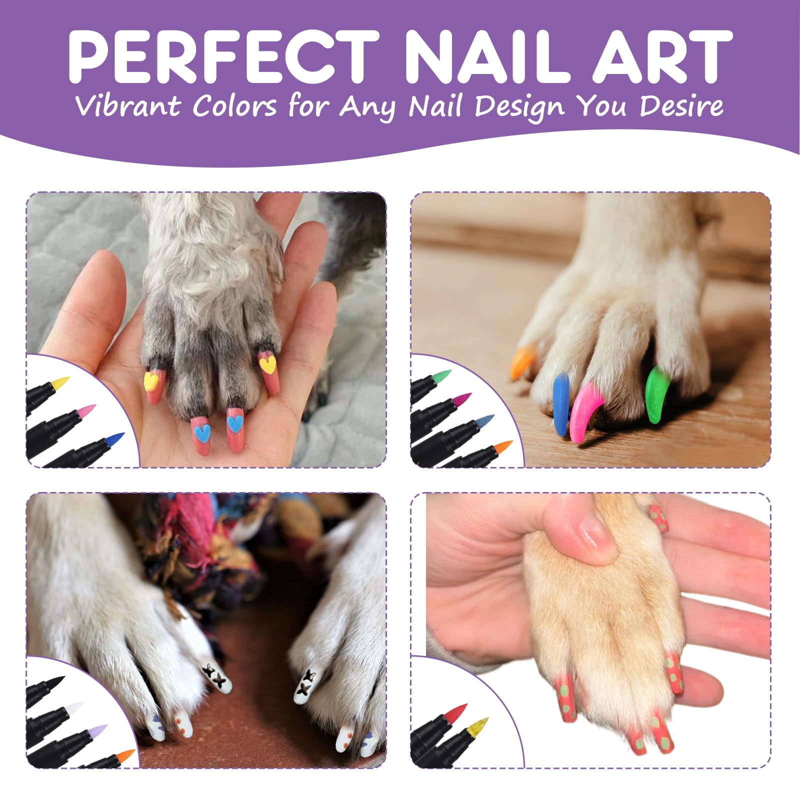 Cheloment 15 Colors Dog Safe Nail Polish Pen Quick Dry, Pet Nail Colors For Cats/Dogs/Birds/Rabbits, Easy To Apply