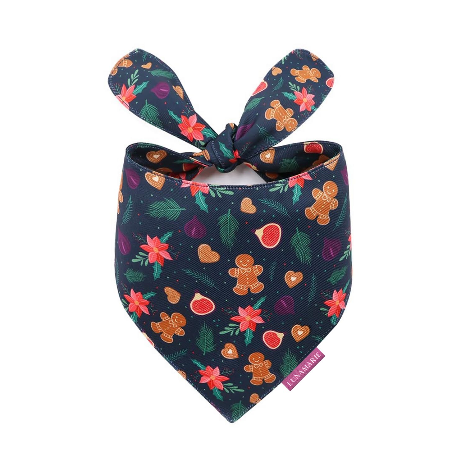 Lunamarie - Luxury Pet Birthday Bandanas -Premium & Silky Poly Fabric | 100% Handmade | Custom Shape Dual Layered (Gingerbread &