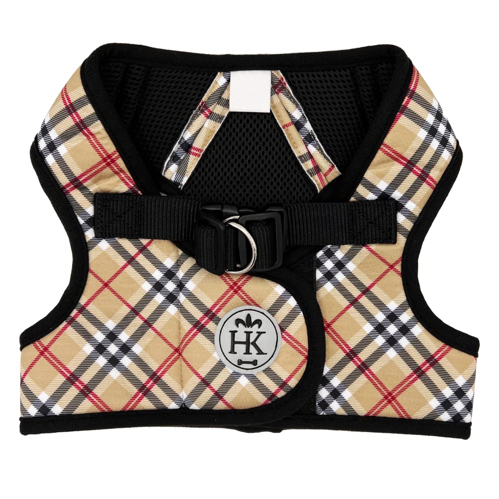 Huxley & Kent Hudson Walking & Training Harness - High Street Plaid (Medium, 15-22Lbs) - Easy Control Step-In Mesh Vest Harness 