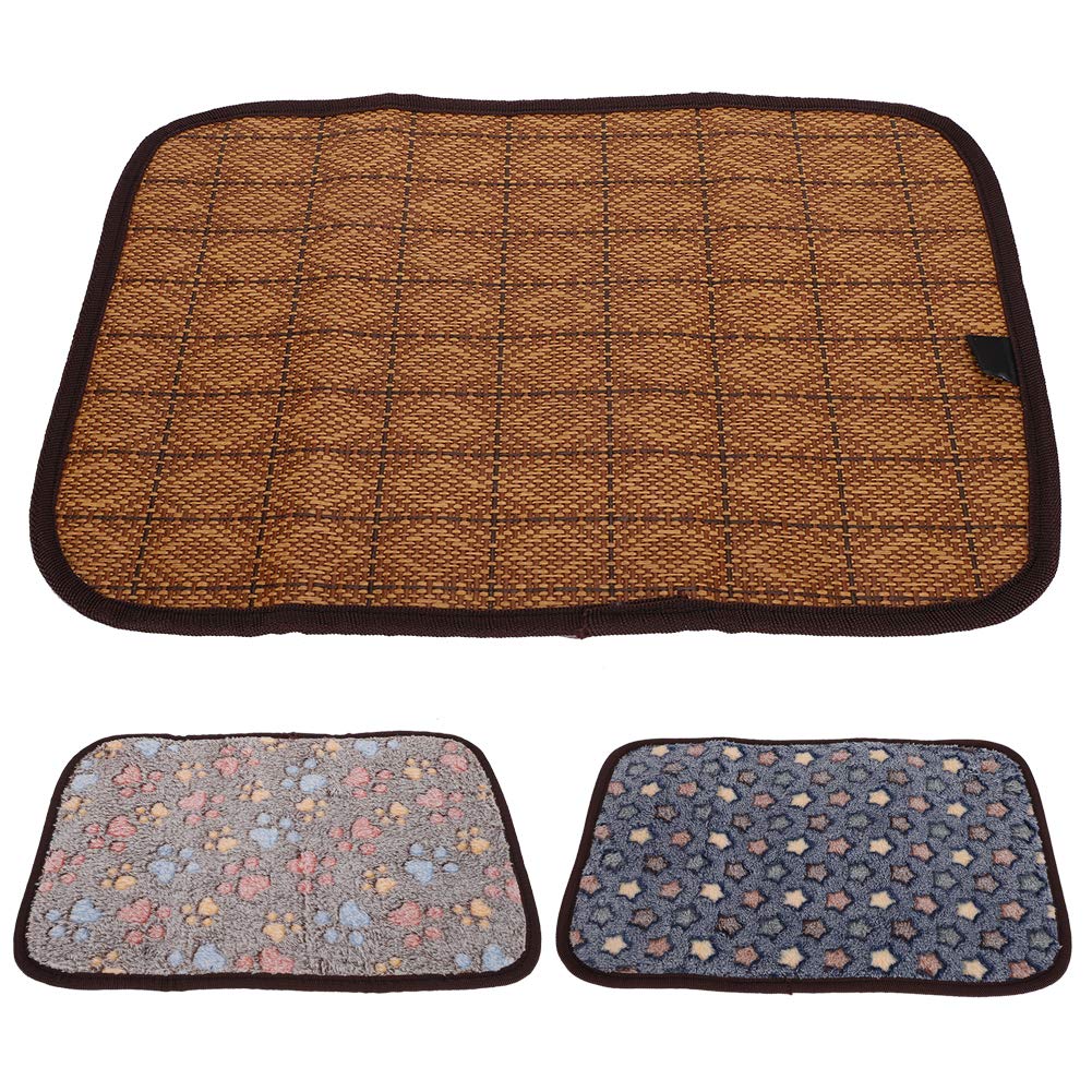 Summer Dog Mat DoubleSided Ice Blanket Pet Cooling Cushion Ice Silk Blanket for Summer(Blue Stars, L, Blue)