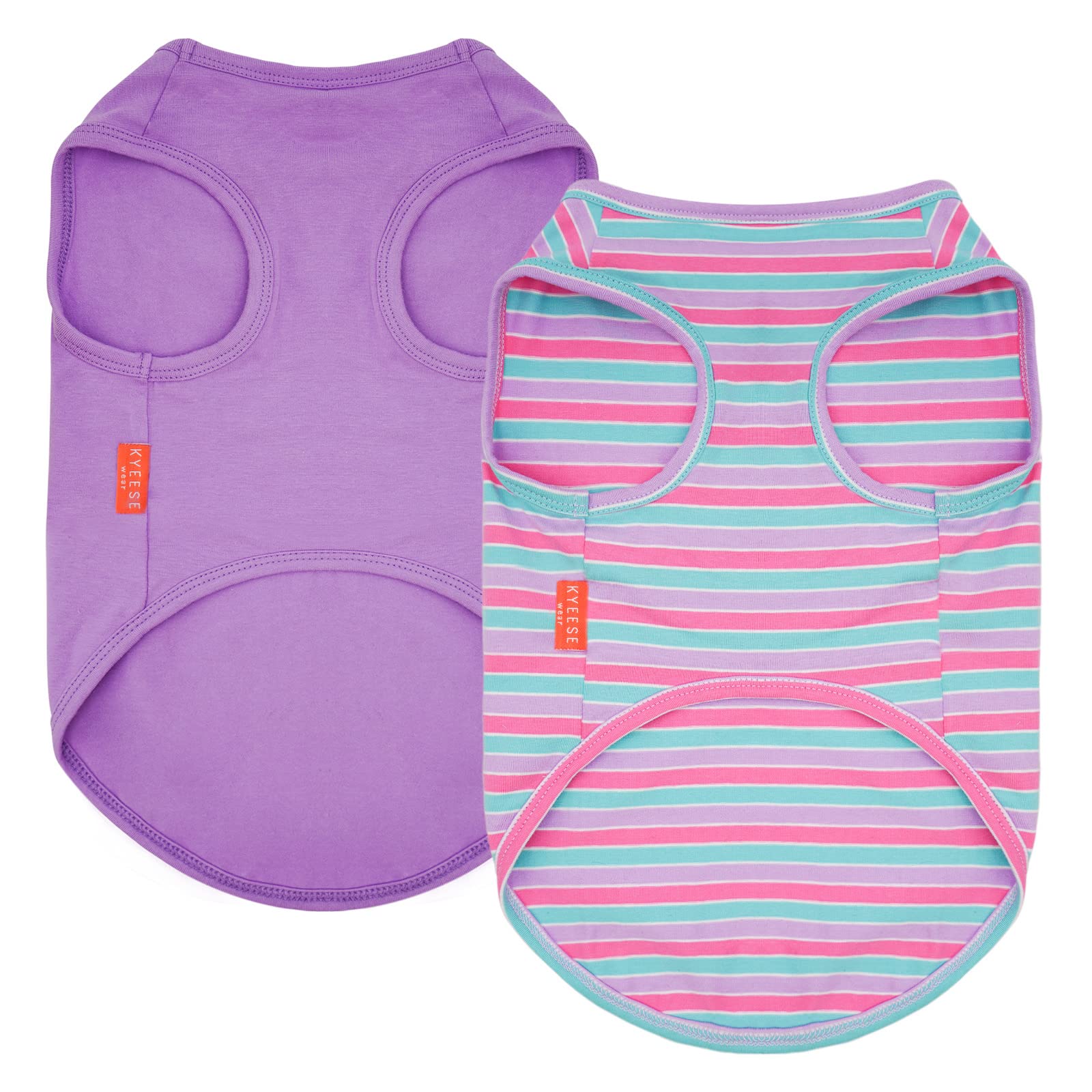 Kyeese 2 Pack Small Dog Shirts Striped Dog T-Shirts Soft Cotton Tank Top Sleeveless Vest Dog Tee Shirt Dog Apparel