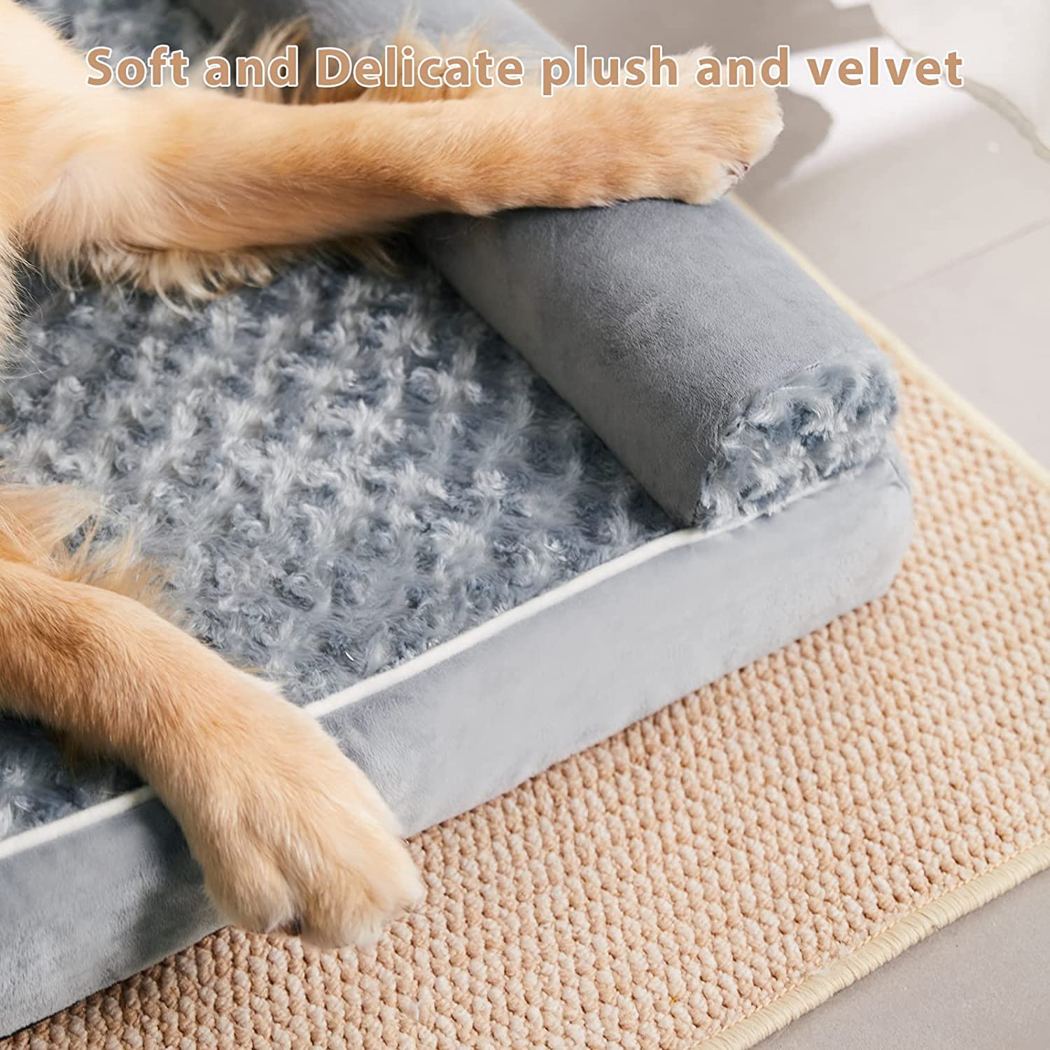 Bfpethome Dog Beds For Large Dogs, Orthopedic Dog Bed For Medium Large Dogs, Egg- Foam Dog Crate Bed (Xl(42 * 30 * 7) Inch, Grey