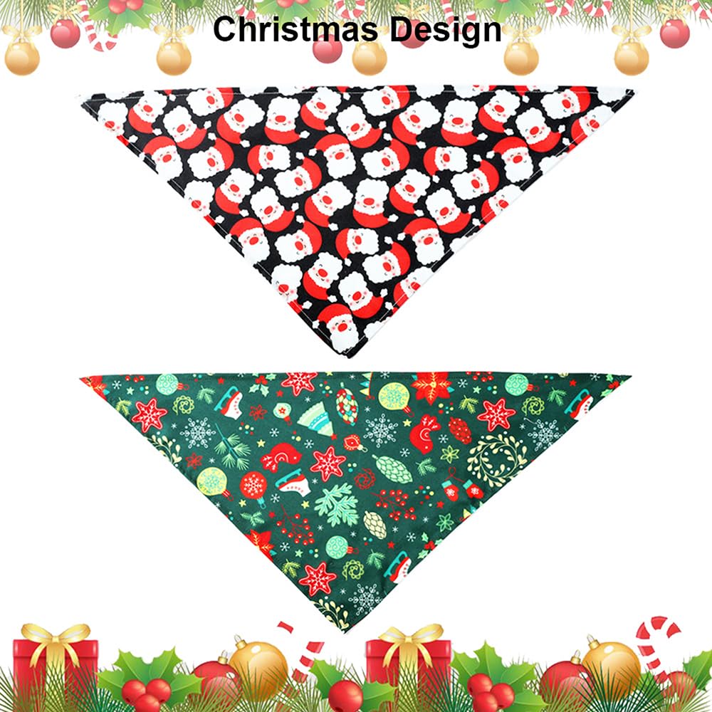 ADOGGYGO 4 Pack Dog Bandana Christmas Dog Scarf Triangle Bibs Kerchief Set Pet Costume Accessories Decoration for Medium Large D
