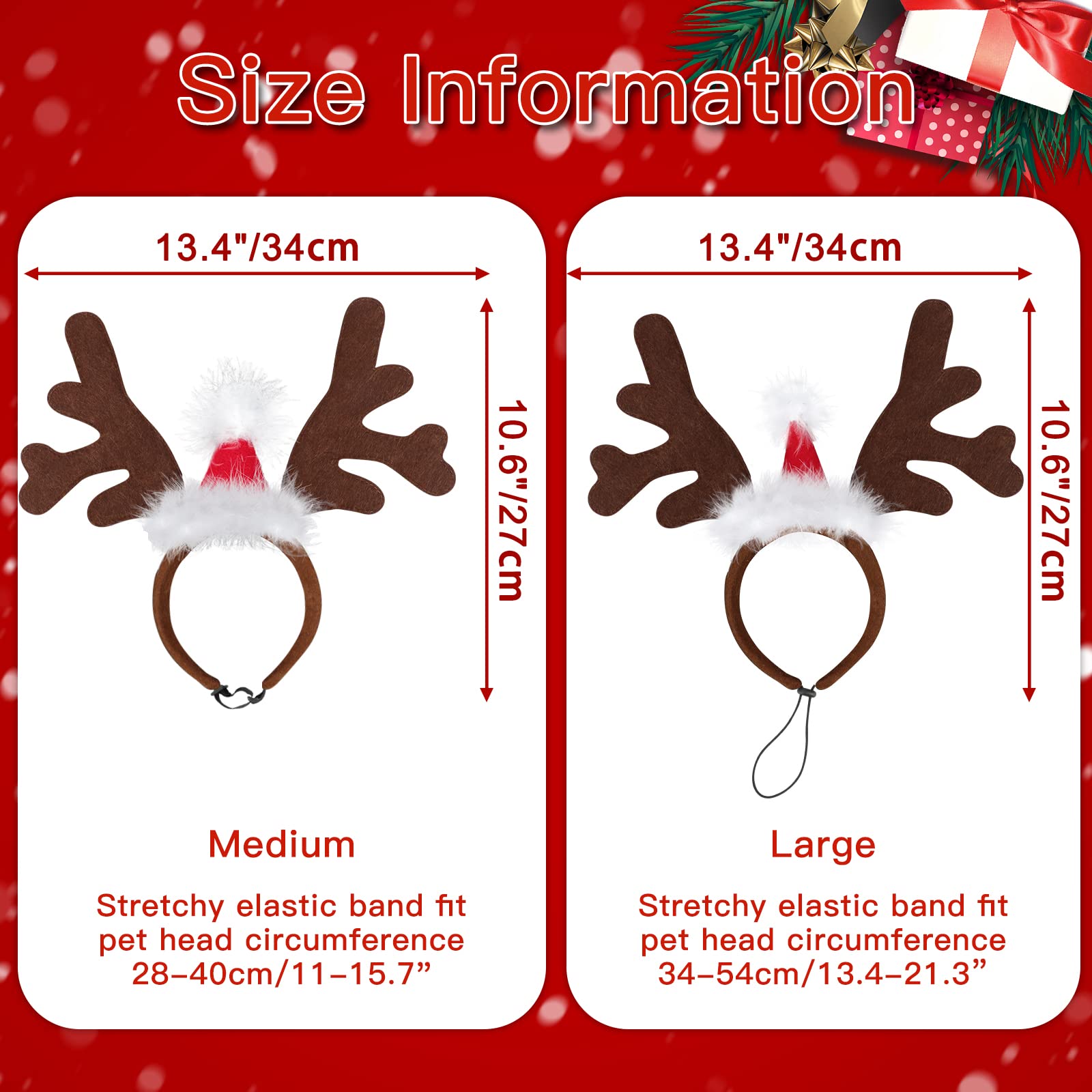 BWOGUE Dog Elk Reindeer Antler Headband Pet Christmas Costume Headwear Accessories for Dogs and Cats