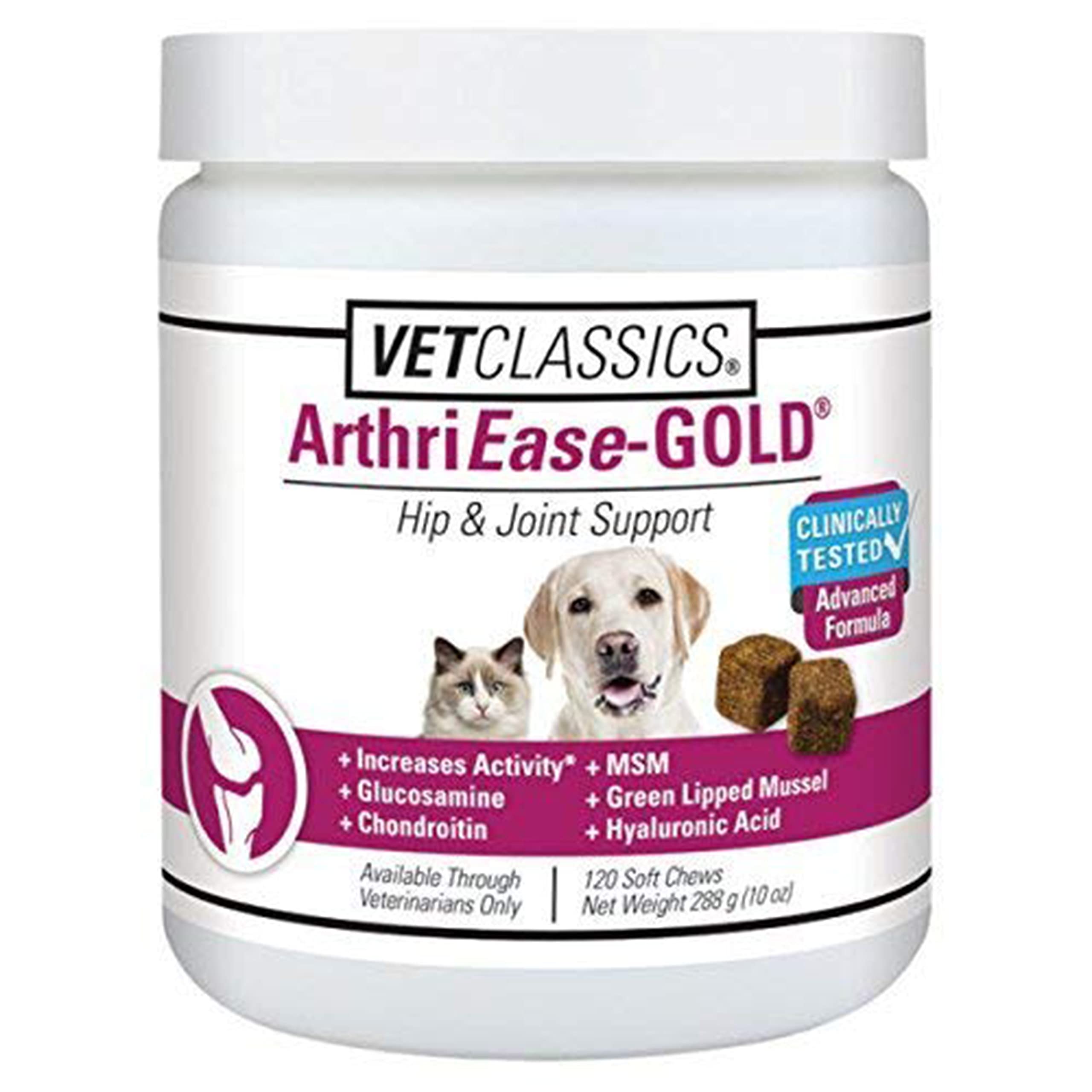Vet Classics ArthriEASE-Gold Advanced Joint Support for Dogs, Cats, - Supports Pet Flexibility, Discomfort - Helps Improve Dog J