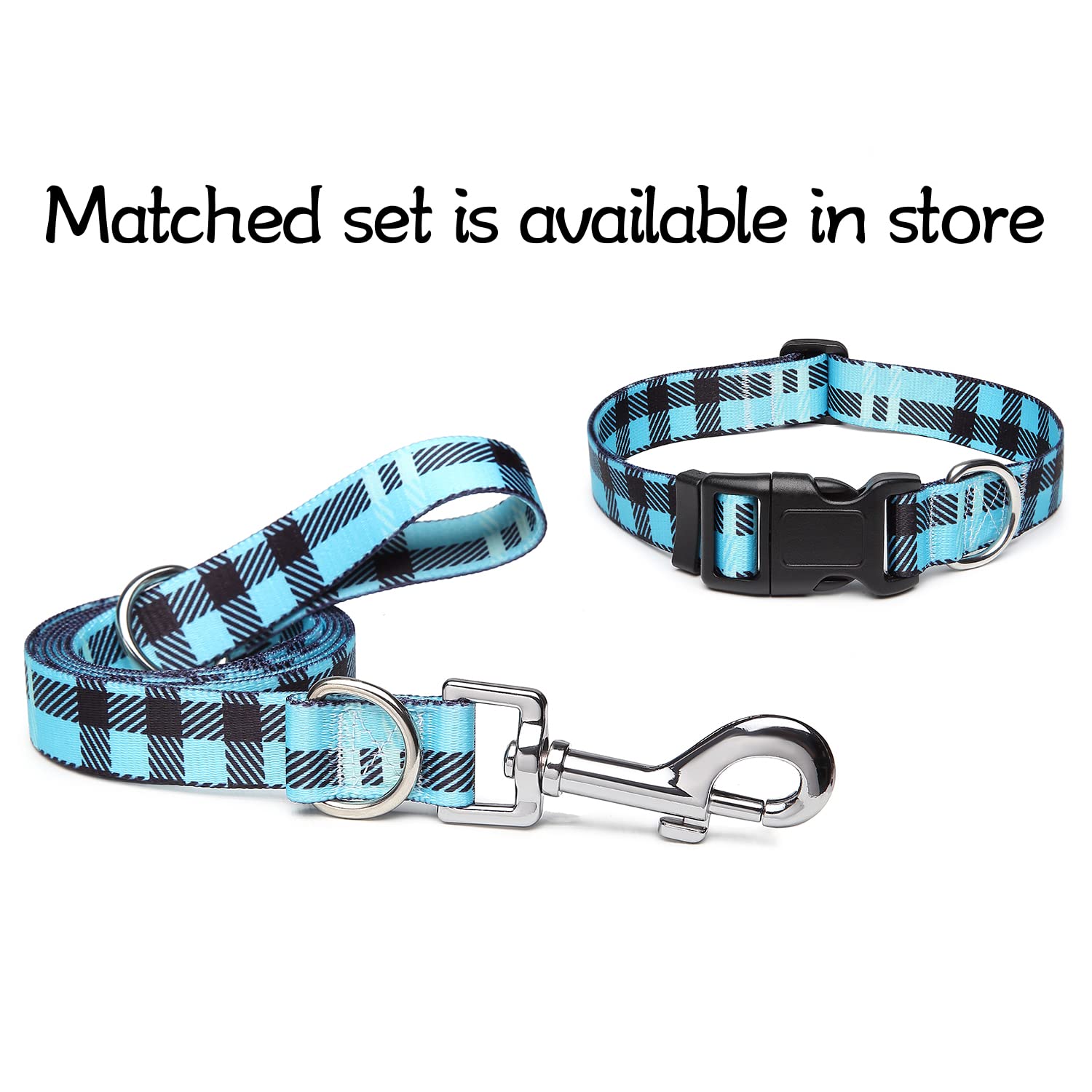 Suredoo Adjustable Dog Collar With Patterns, Ultra Comfy Soft Nylon Breathable Pet Collar For Small Medium Large Dogs (M, Blue Plaid)
