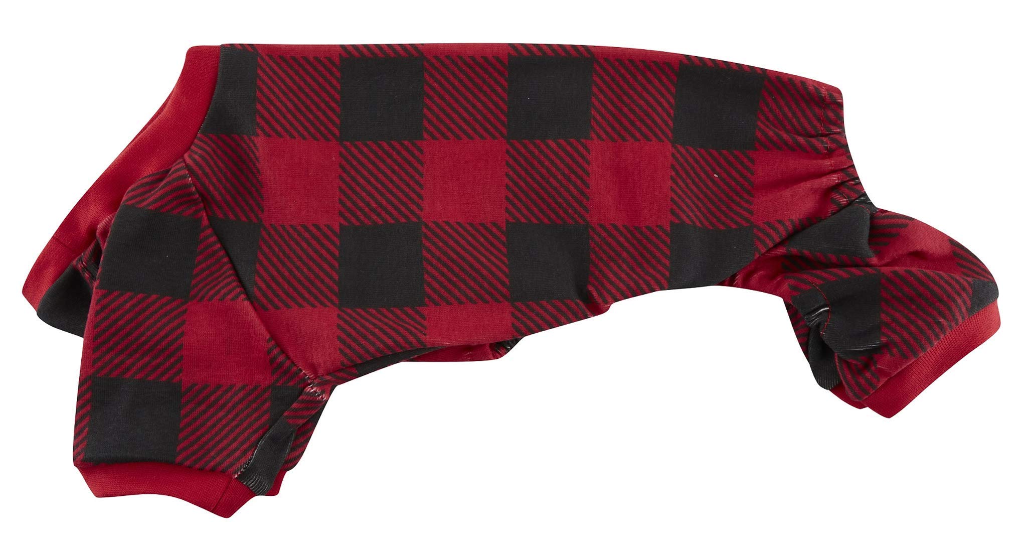Red Plaid Christmas Clothes For Dogs Baffulo Pajamas Onesie Pjs For Pet Back Length 12'' Small