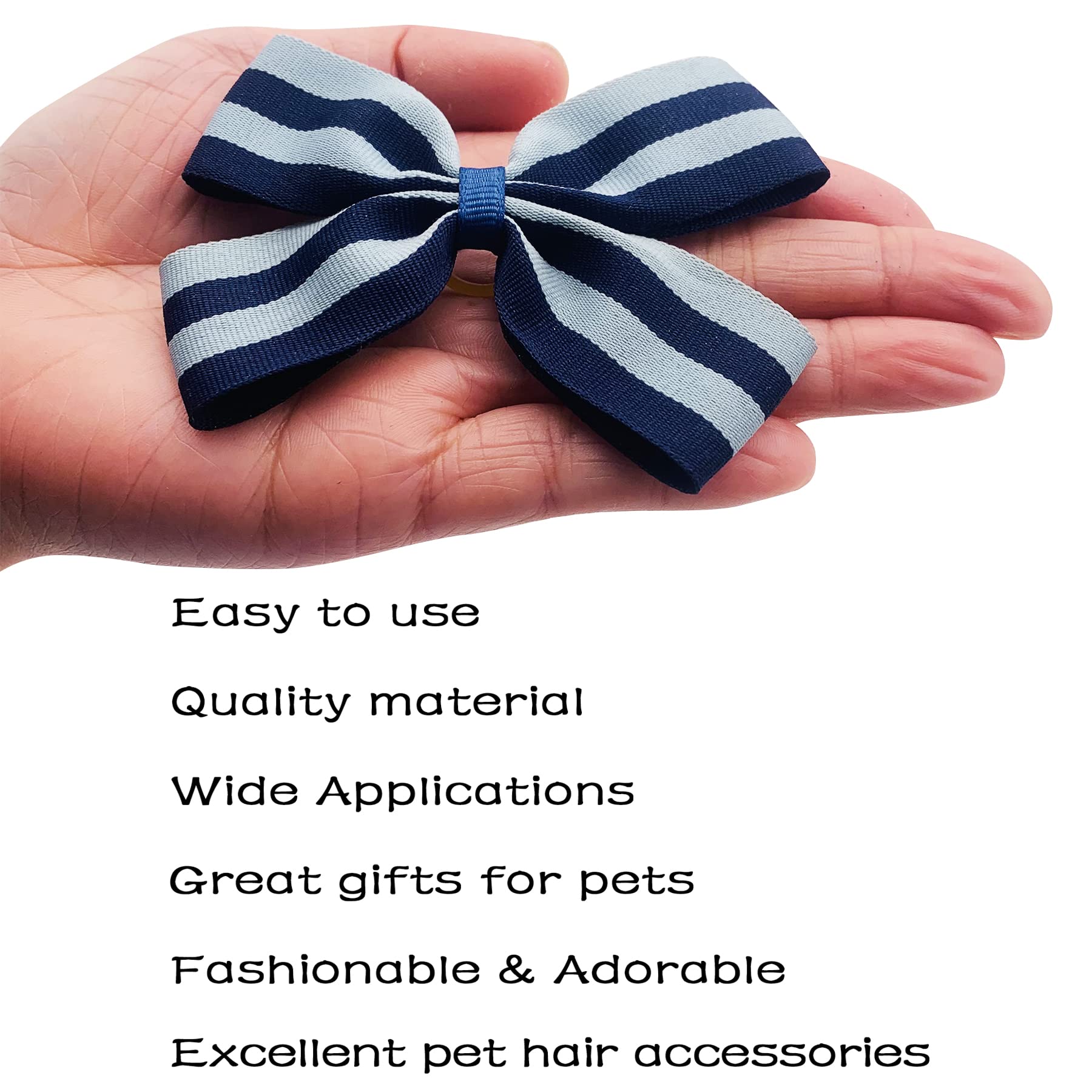 Jpgdn 50Pcs/25Pairs 3'' 4'' Big Dog Hair Bows With Elastic Rubber Band For Medium Large Dogs Doggie Rhinestone Floral Bowknot To