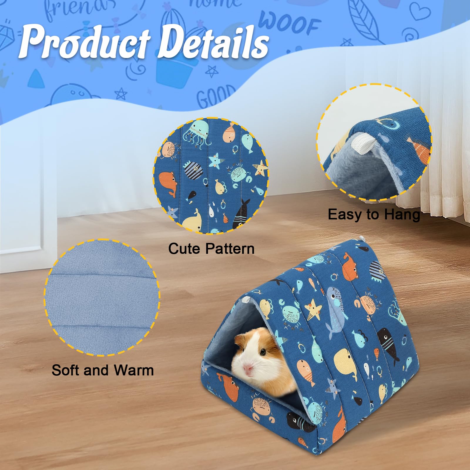 Yuepet 2 Pack Guinea Pig Bed - Washable Guinea Pig Hideout And House Small Animal Hideout Cage Accessories For Guinea Pigs Chinc
