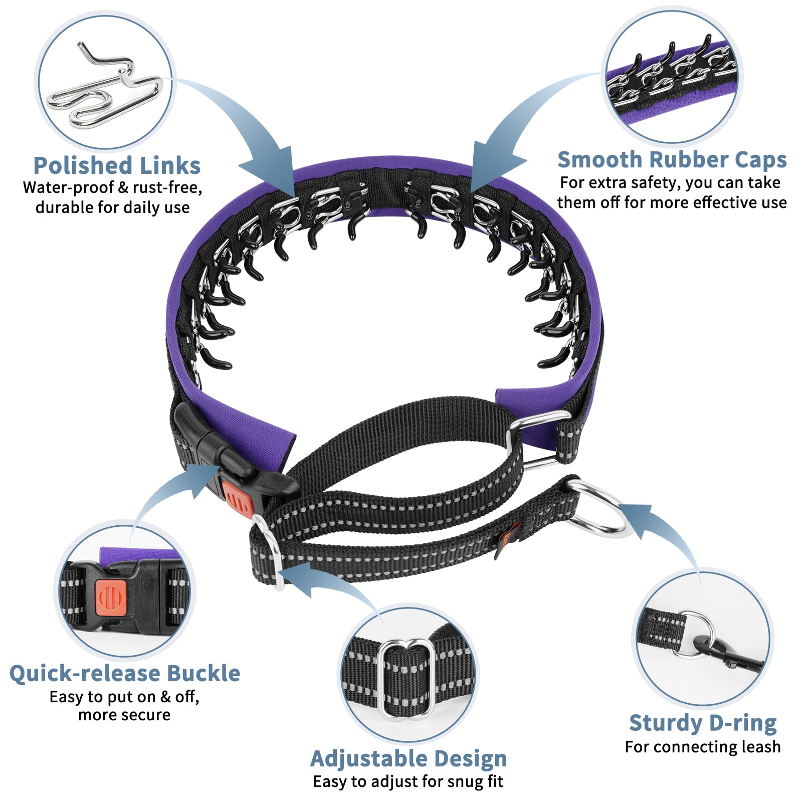 Mayerzon Martingale No Pull Collar For Medium Large Dogs, Patented Anti Pull Dog Collar With Buckle For Walking Training, With N