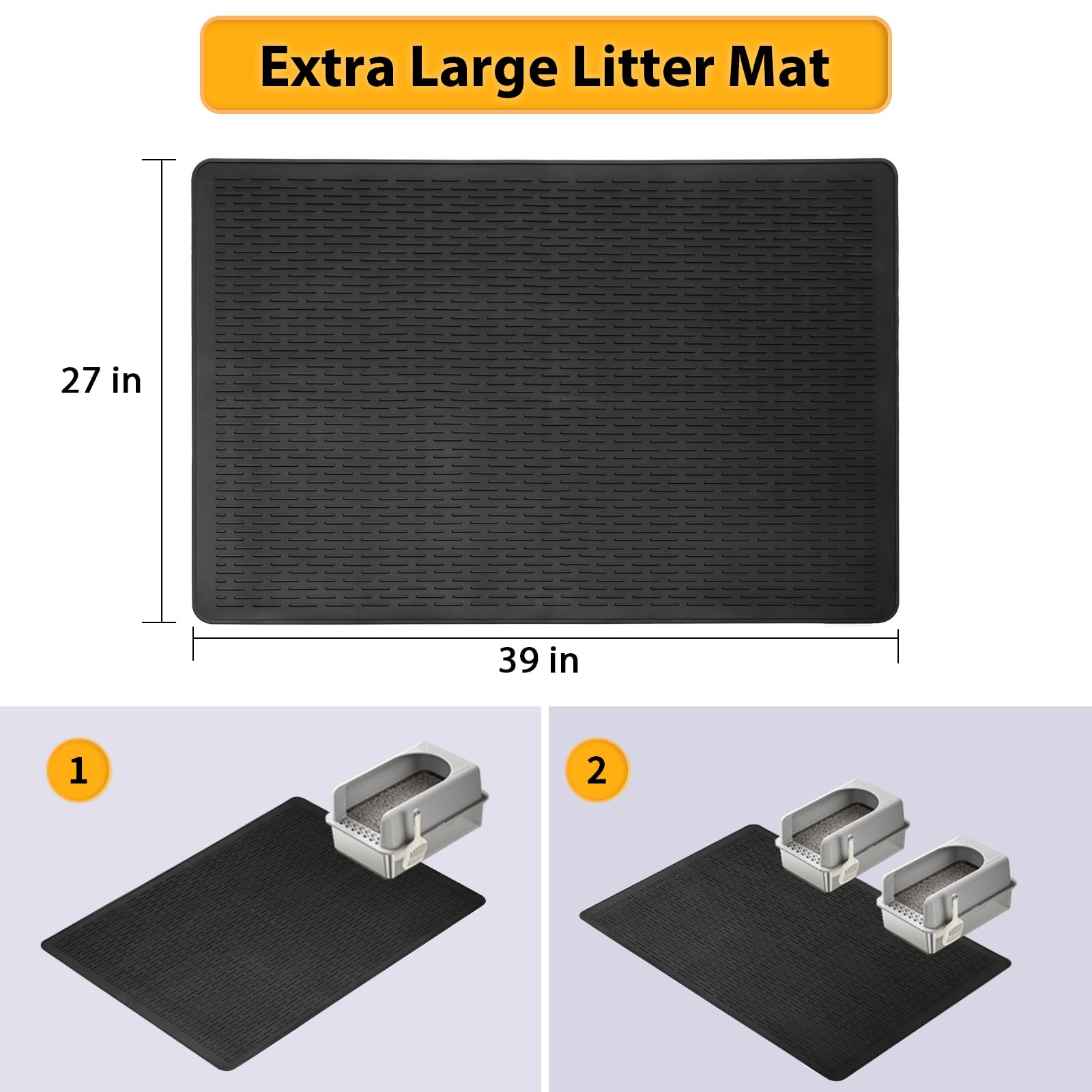 Colewin Cat Litter Mat,39X27In Waterproof Litter Mat, Large Rubber Litter Box Mat Easy To Clean,Washable Soft Cat Litters Mat Li