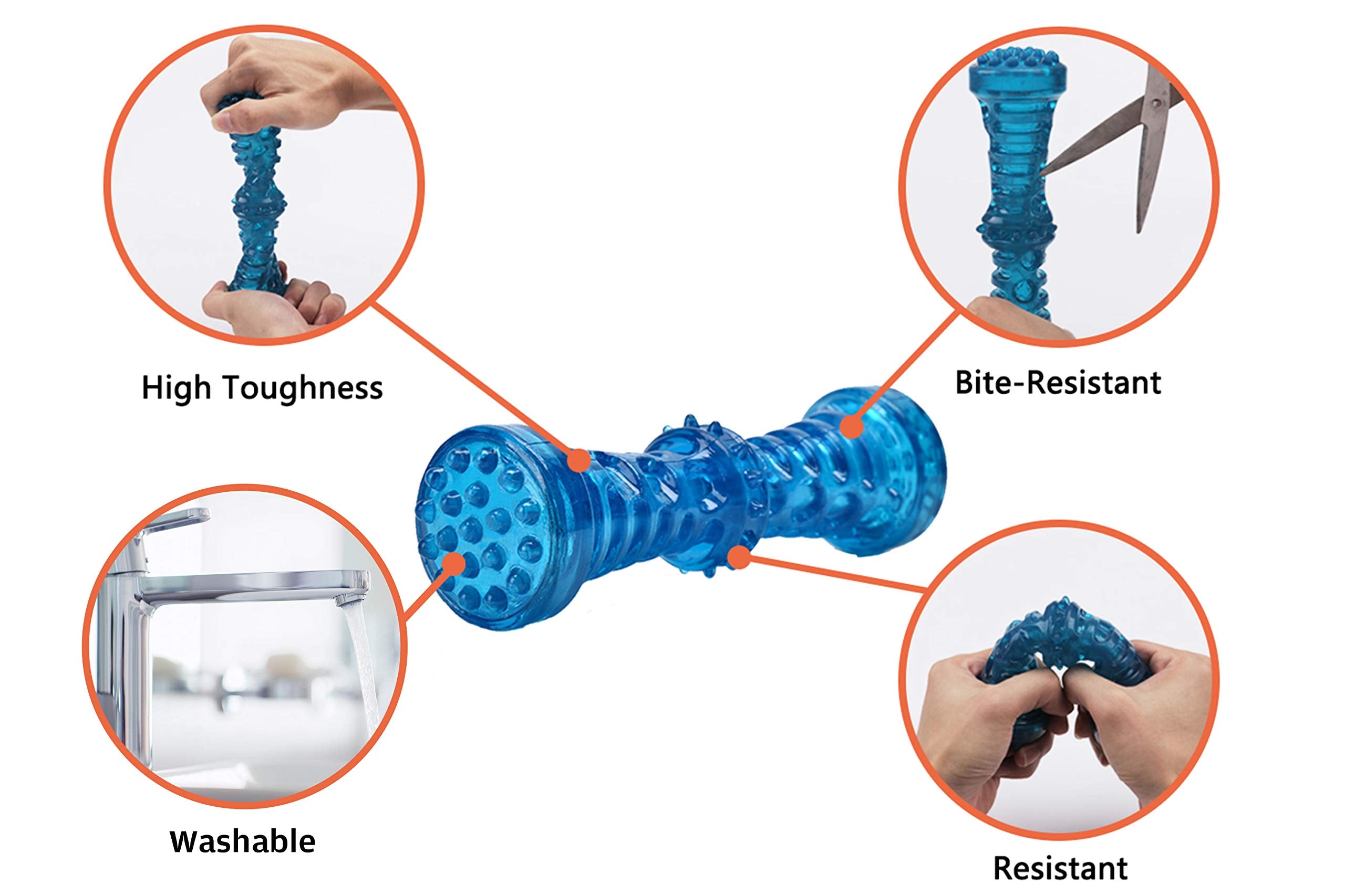 Ycozy 3 Pack Dog Squeaky Toys For Medium/Large Dogs Aggressive Chewers Tpr Rubber Dog Chew Toys Puppy Teething Toys Resistant St