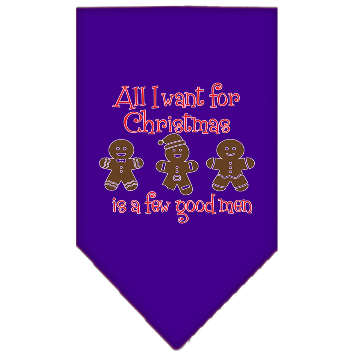 Christmas Pet and Dog Bandana Screen Printed, &quot;All I Want For Christmas Is A Few Good Men&quot; Purple Small