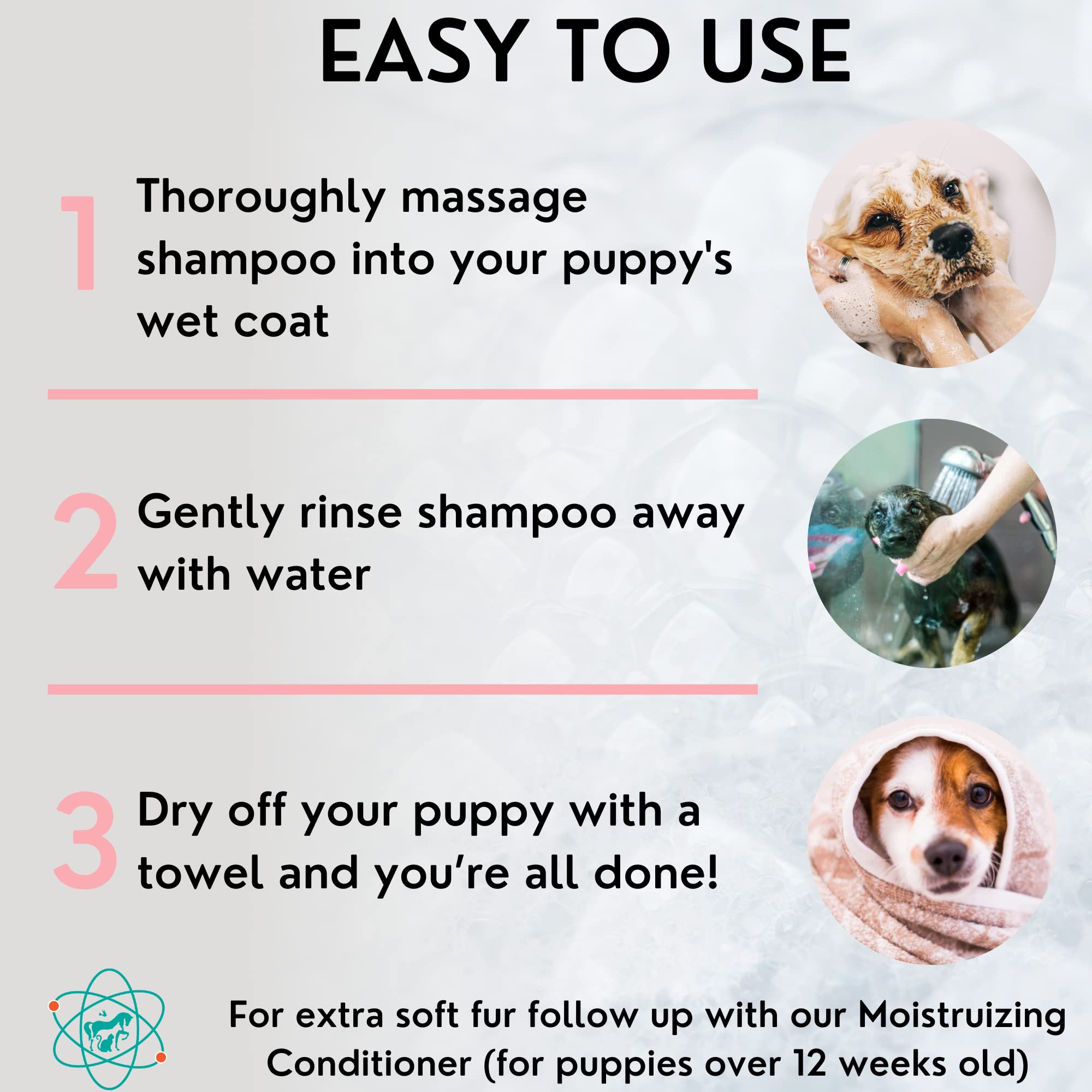 Pet Care Sciences 8 Fl Oz Tearless Puppy Shampoo And Conditioner - Anti Itch Dog Shampoo Sensitive Skin - Coconut Oil Oatmeal Pet Shampoo For Puppies