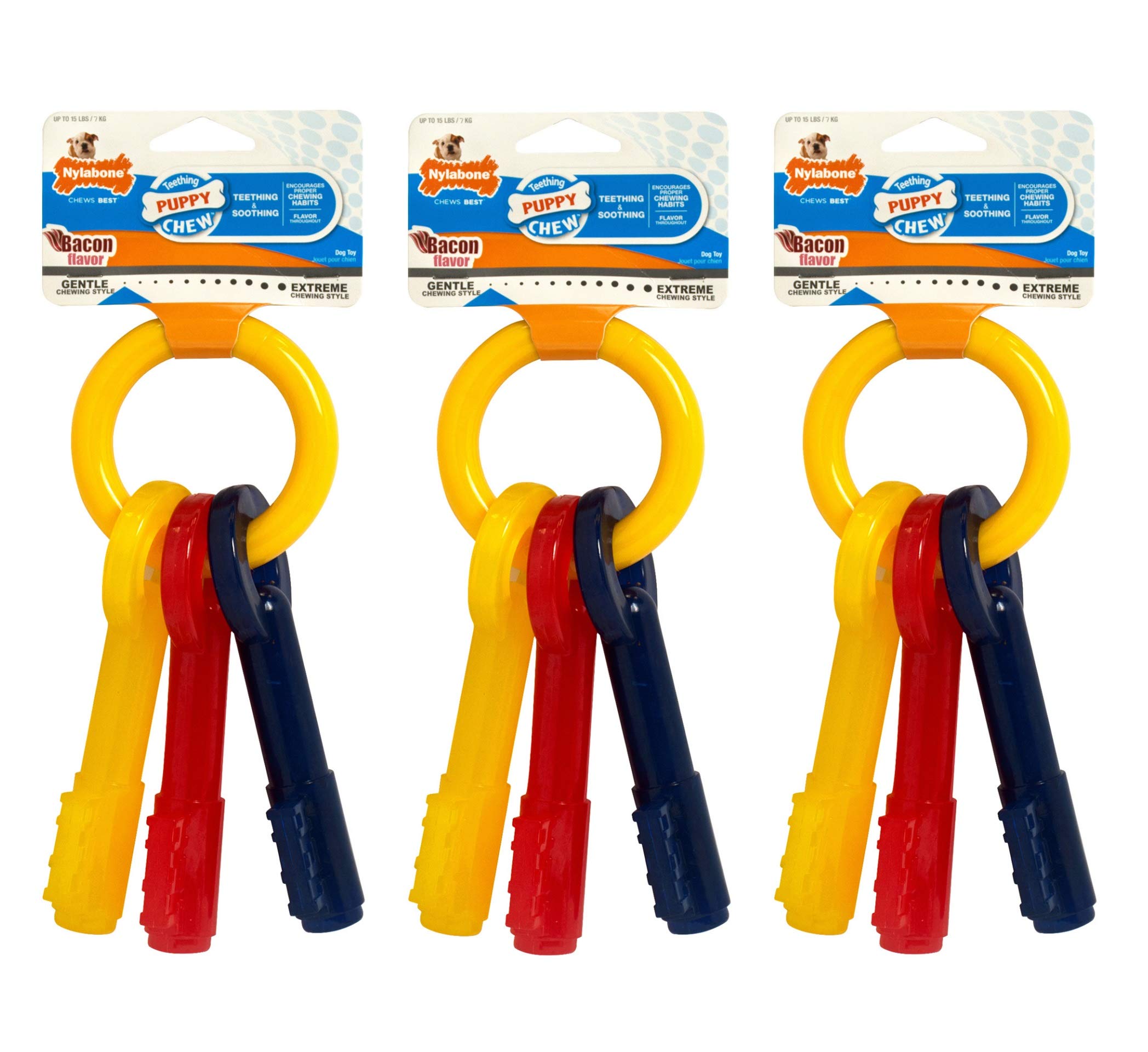 Nylabone 3 Pack Of Bacon Puppy Teething Keys, X-Small