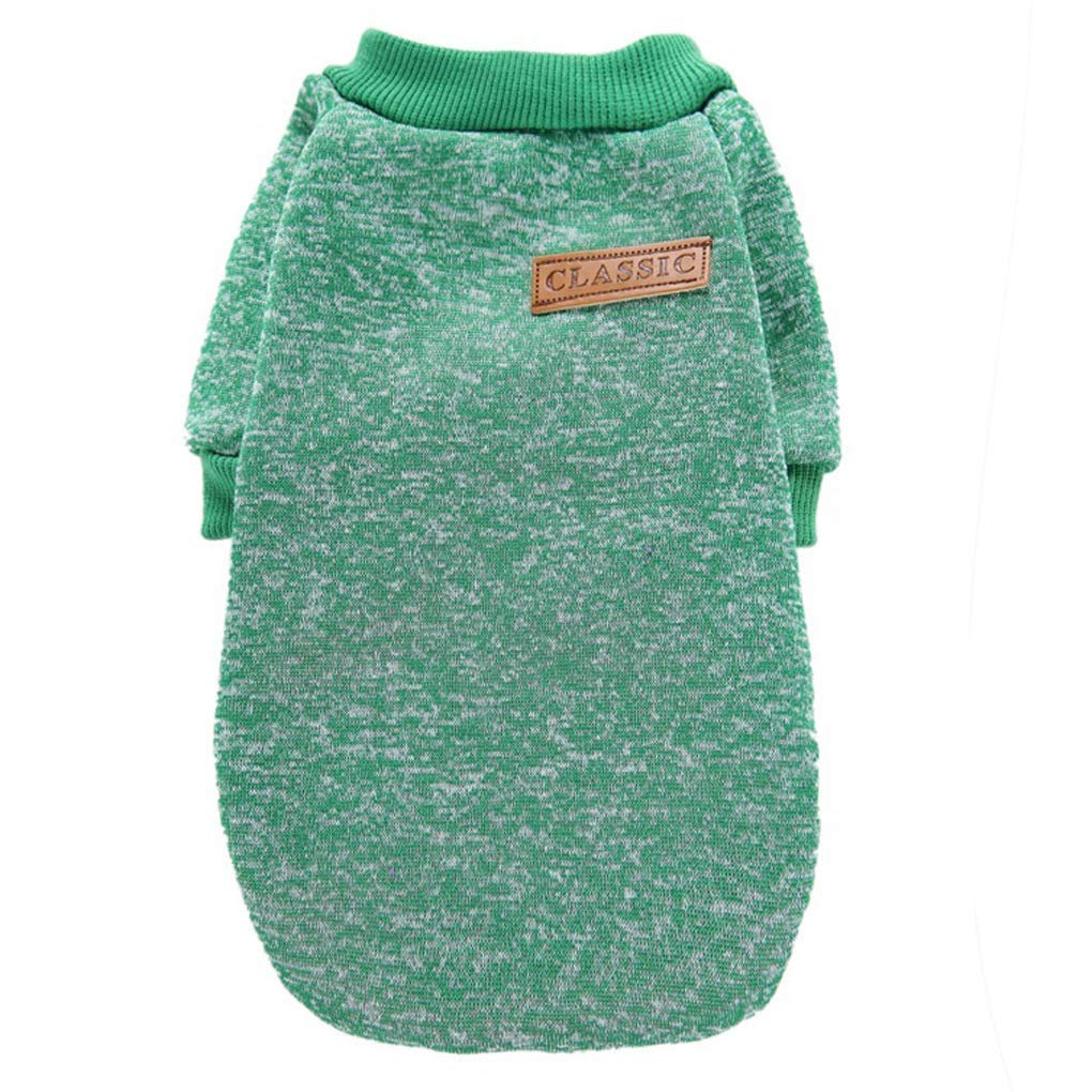 Chborless Pet Dog Classic Knitwear Sweater Warm Winter Puppy Pet Coat Soft Sweater Clothing For Small Dogs (Xs, Green)