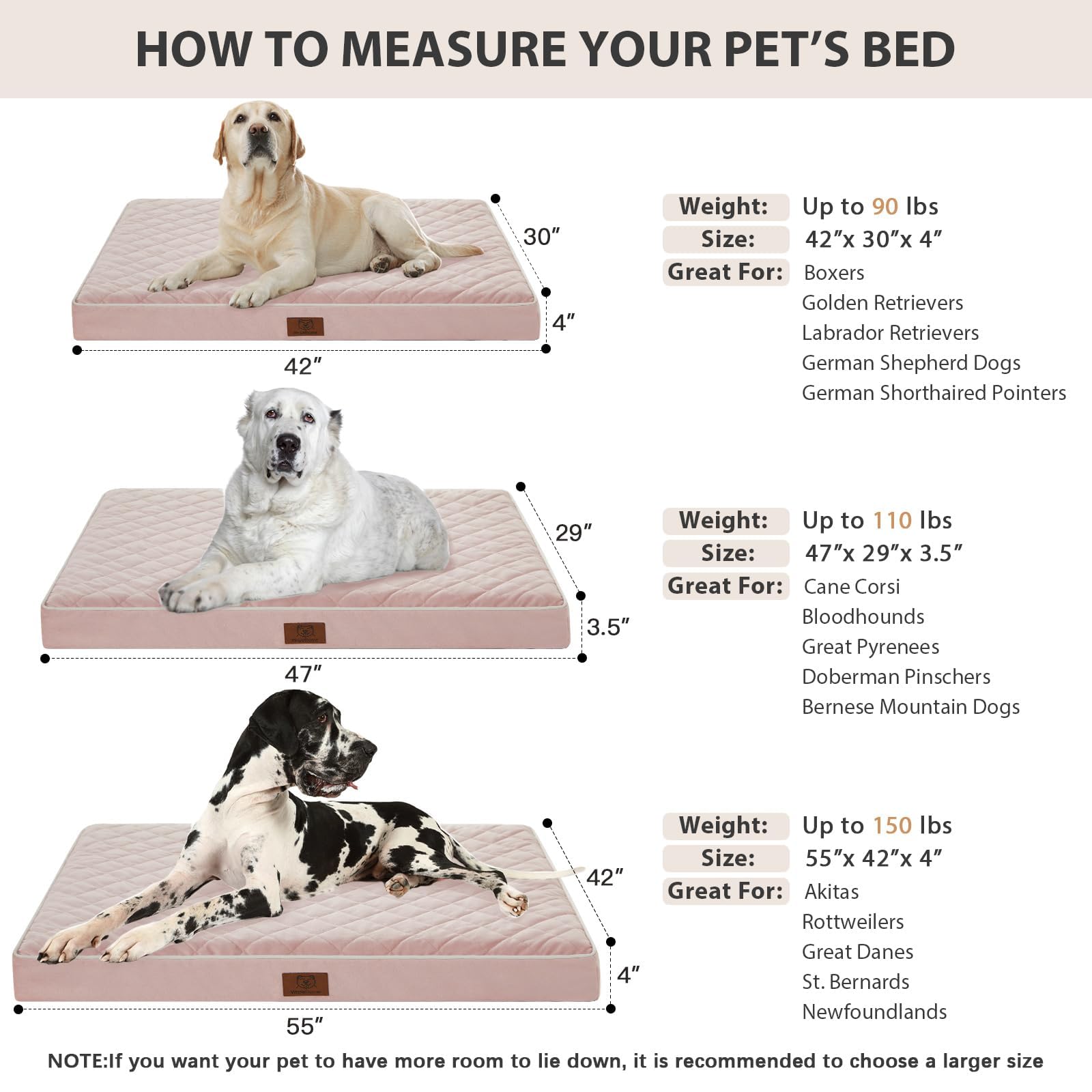 Wnpethome Orthopedic Dog Beds Large Sized Dog, Giant Dog Bed With Removable Washable Cover & Anti-Slip Bottom, Egg Crate Foam Pe