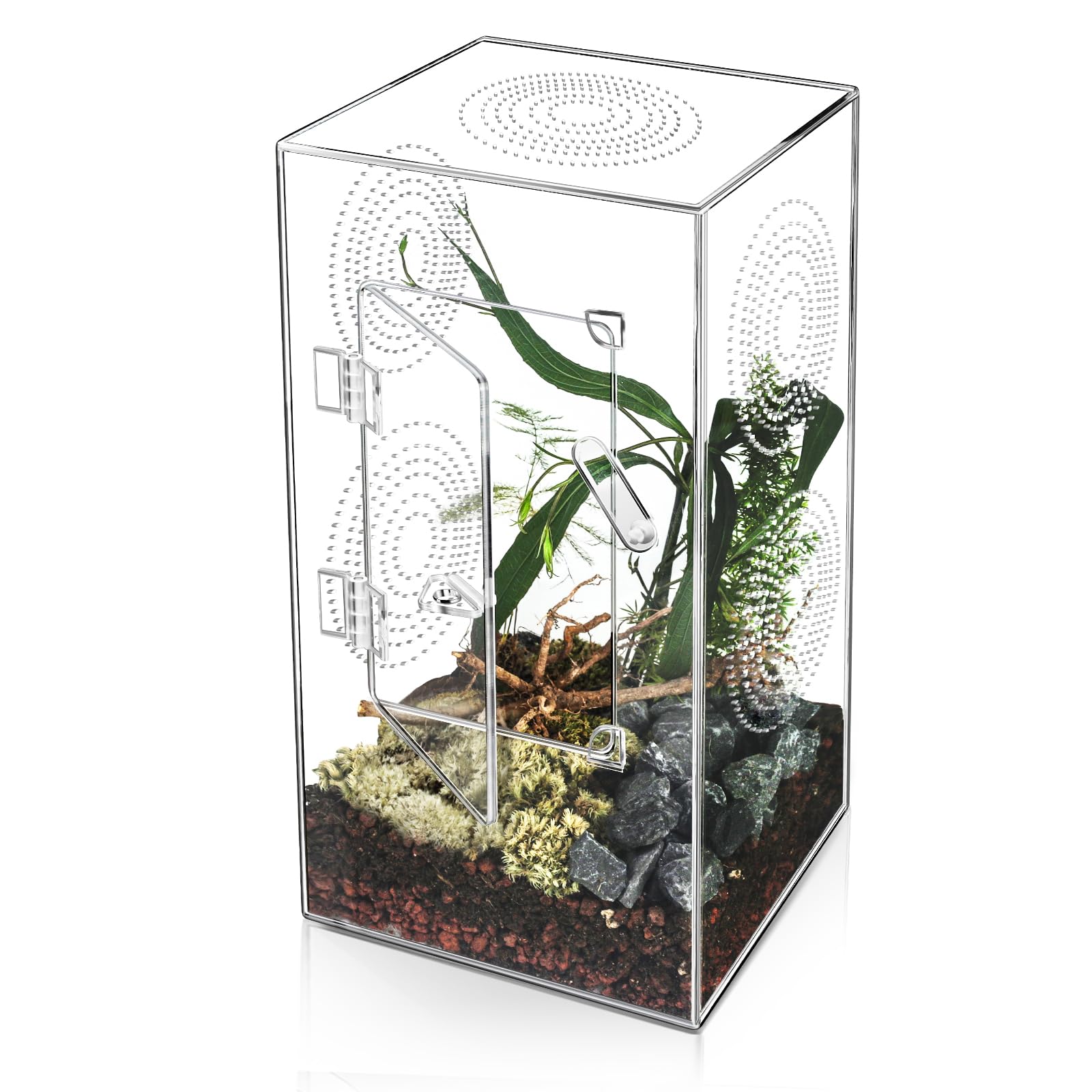 Jumping Spider Enclosure - 11.7X6X6 Inch Large Acrylic Terrarium For Tarantulas - Reptile Tank With Front Opening Door - Habitat