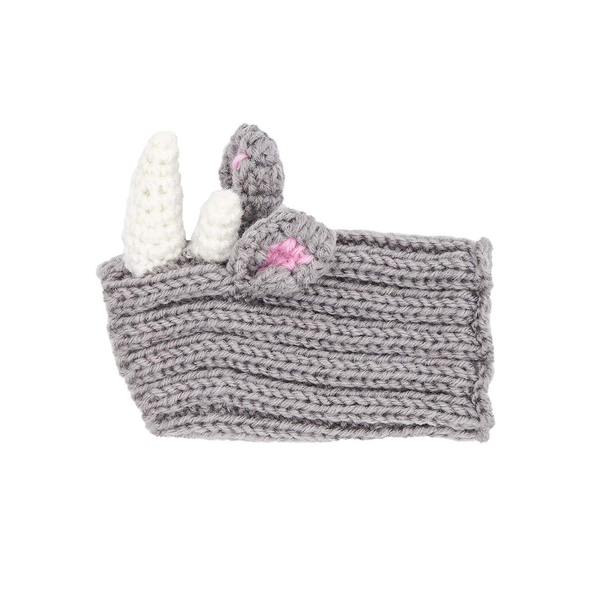 Zoo Snoods Rhino Dog Costume - Warm Knit Snood Ear Wrap, Small, Grey, Model RNO101GY-S